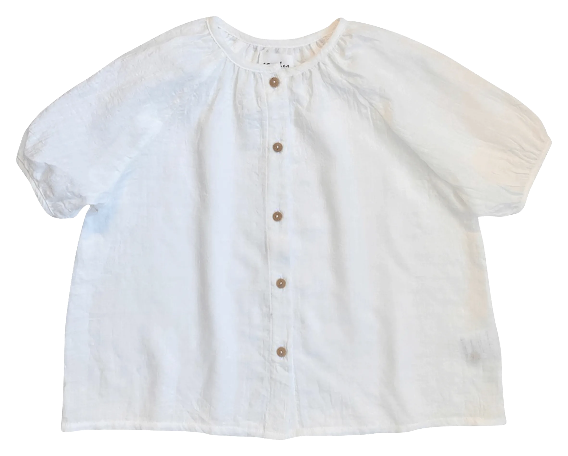 Blouse col rond en coton Blanc ILONA
