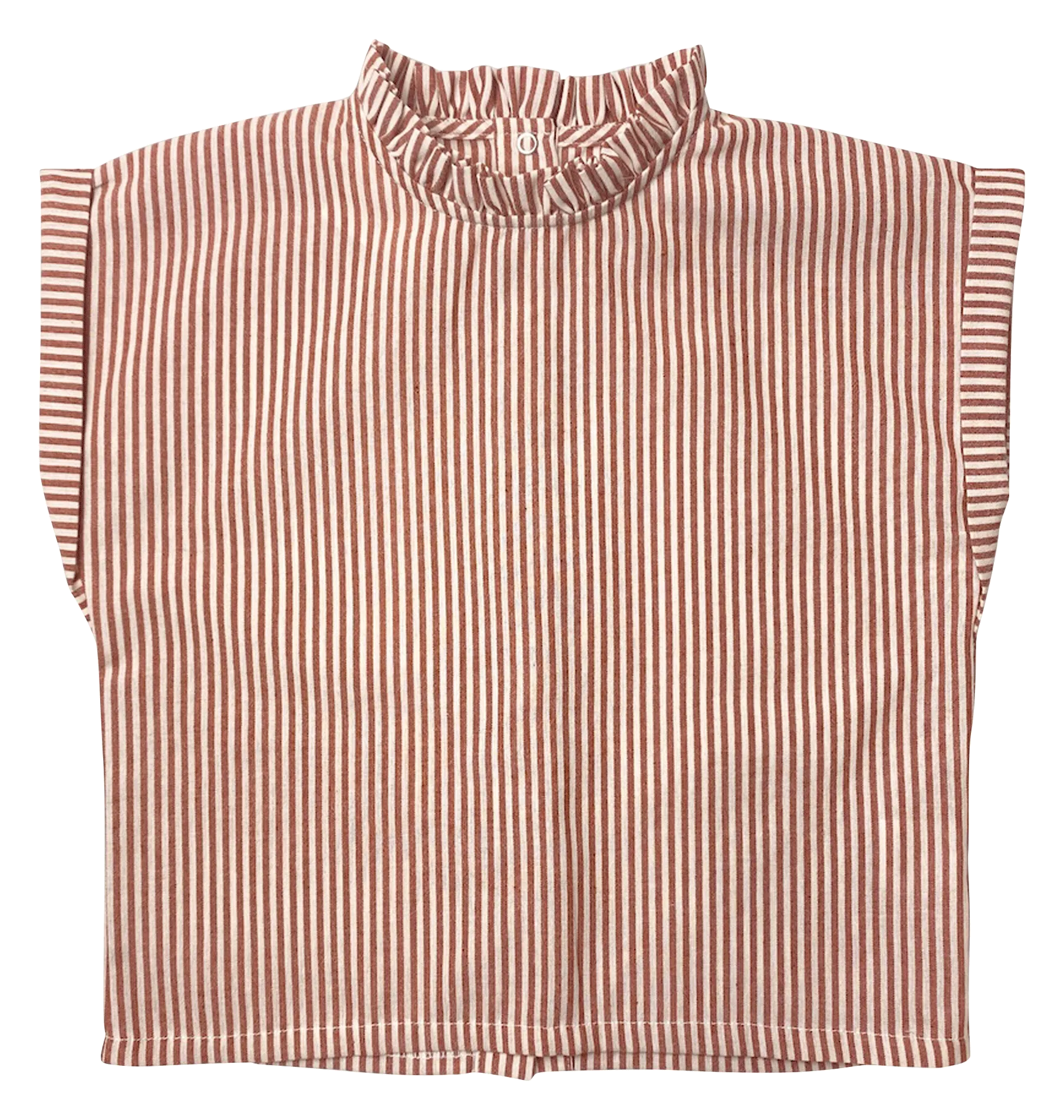 Blouse col montant à rayures en coton Marron KALA