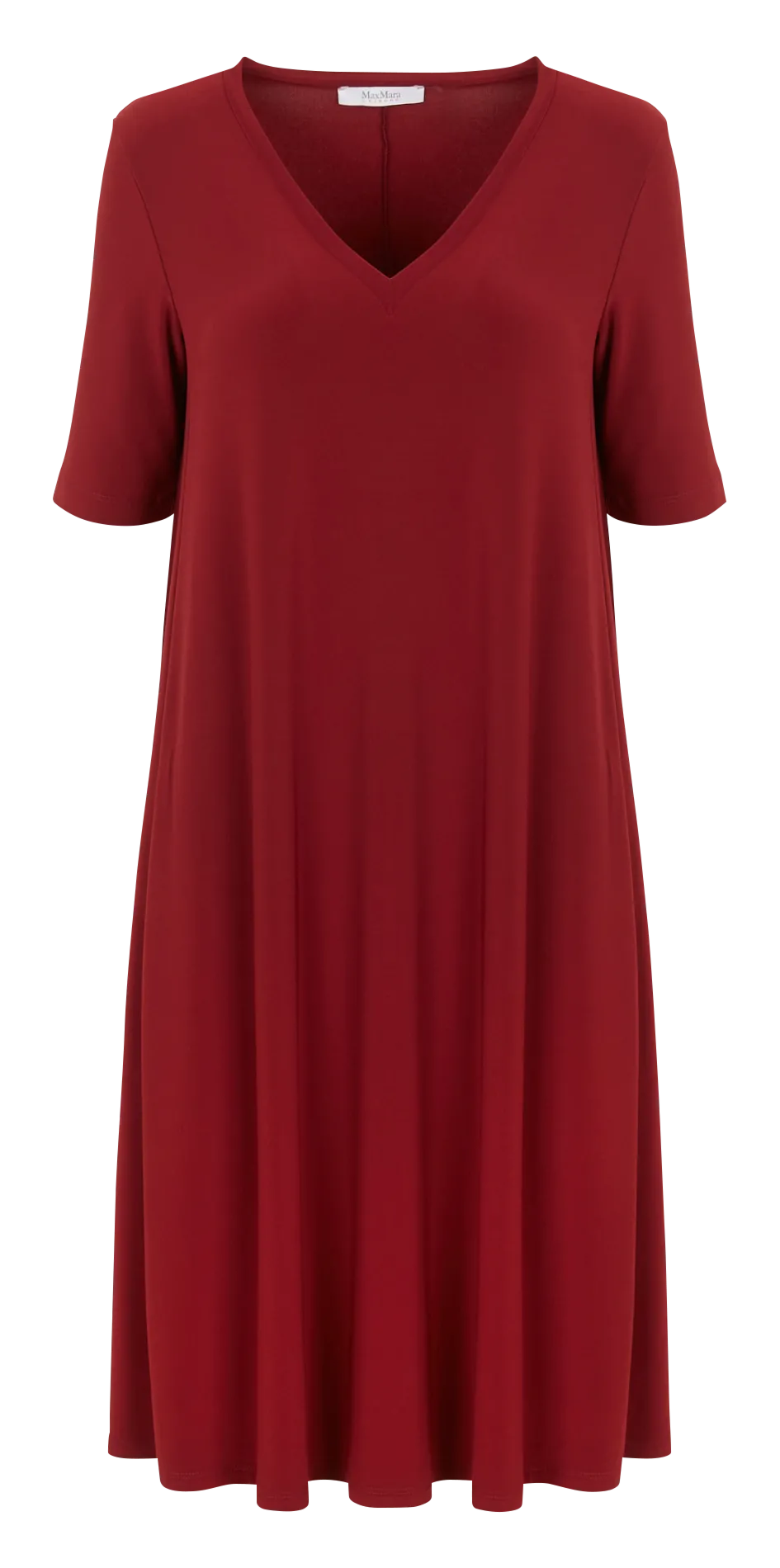 Robe midi droite à encolure V Rouge LEMBO