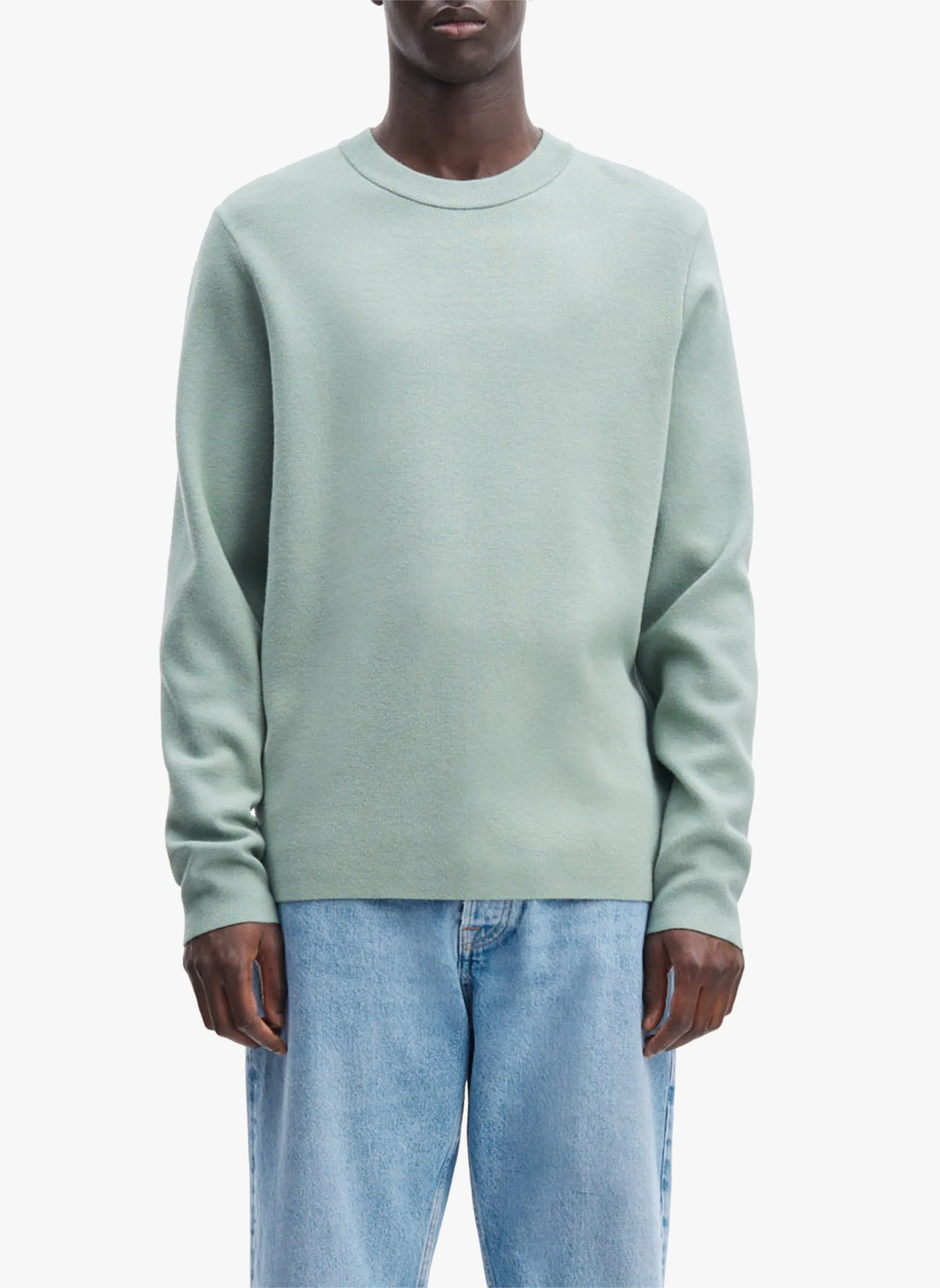 Pull col rond maille technique Vert