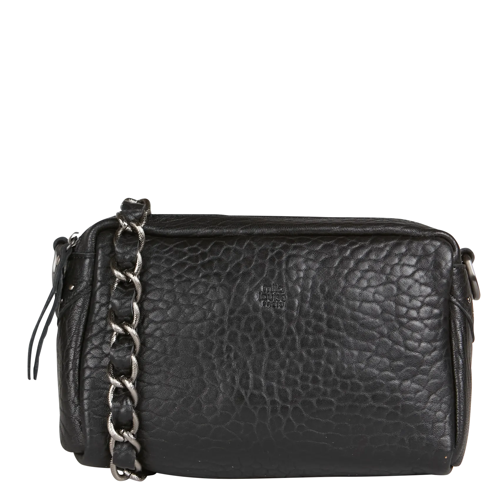 Sac bandoulière en cuir embossé Noir MAMA