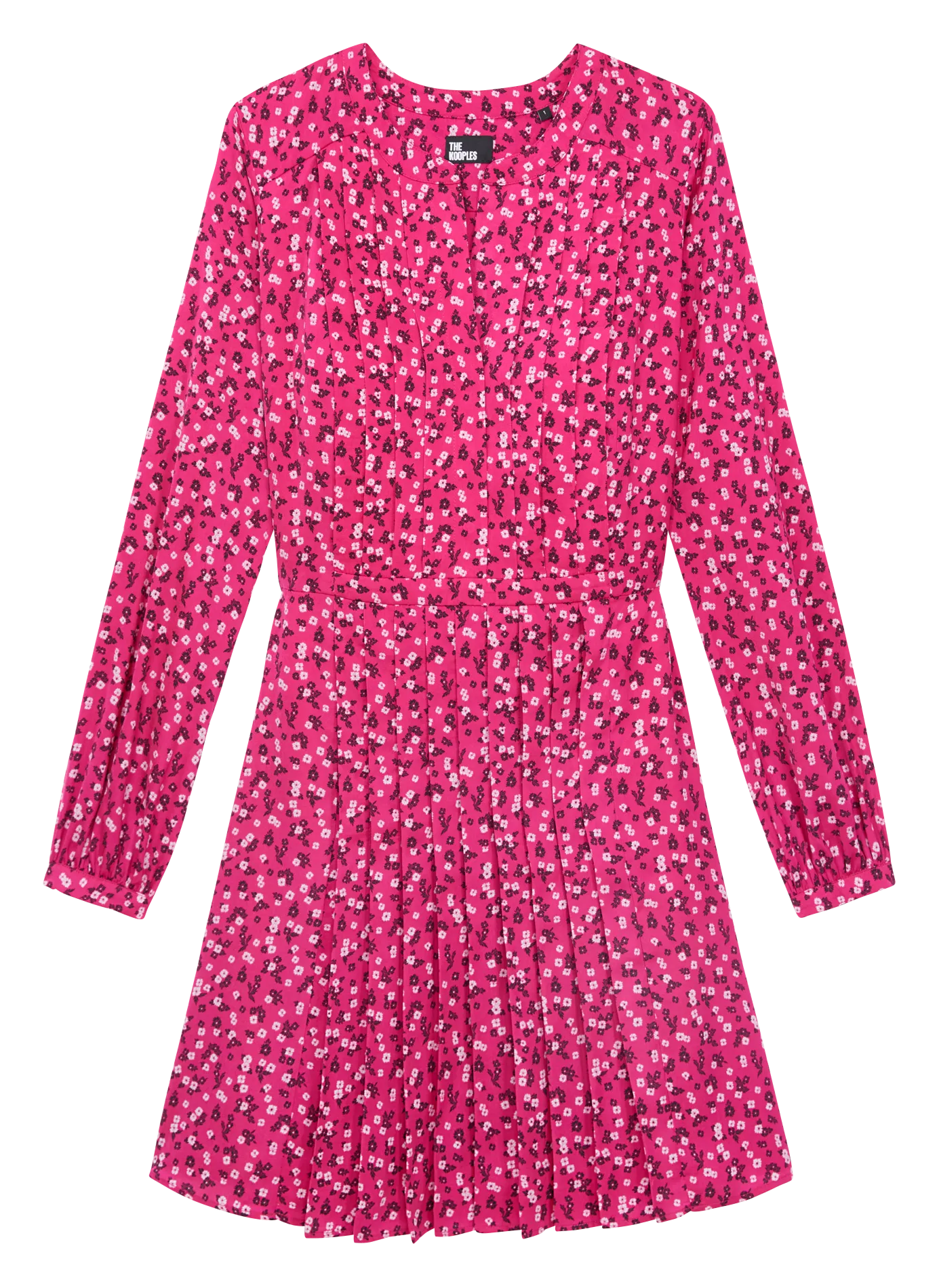 Robe courte col rond imprimé Rose
