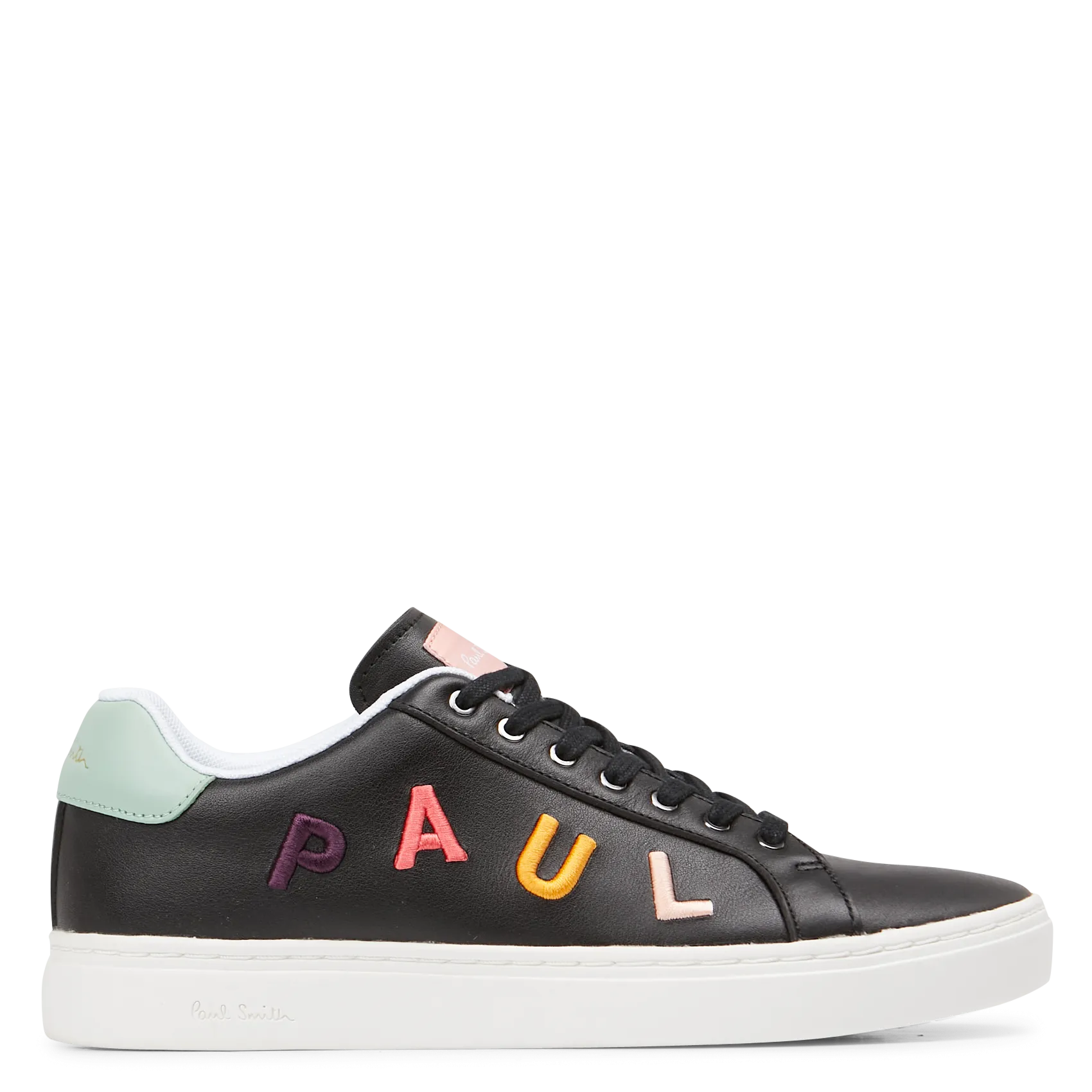 Baskets basses logo brodé en cuir Noir