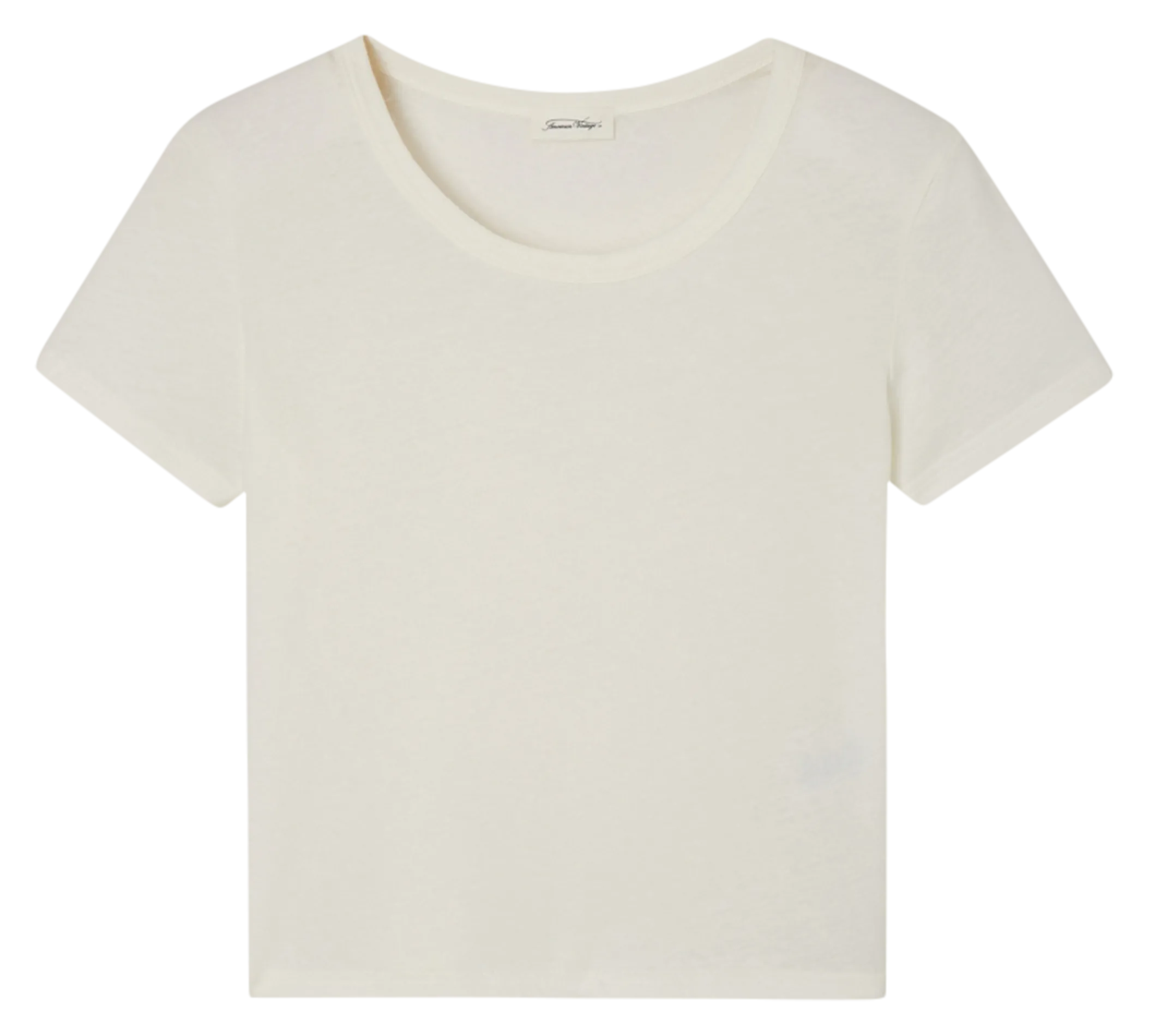 Tee-shirt court col rond en coton Blanc GAMIPY