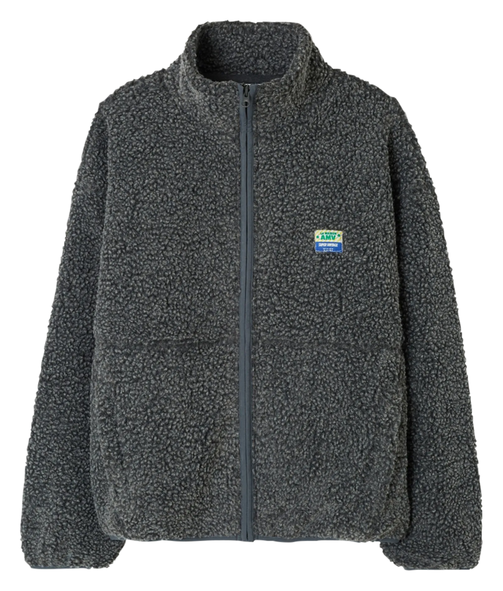 Veste ample zippée à col montant polaire Gris HOKTOWN