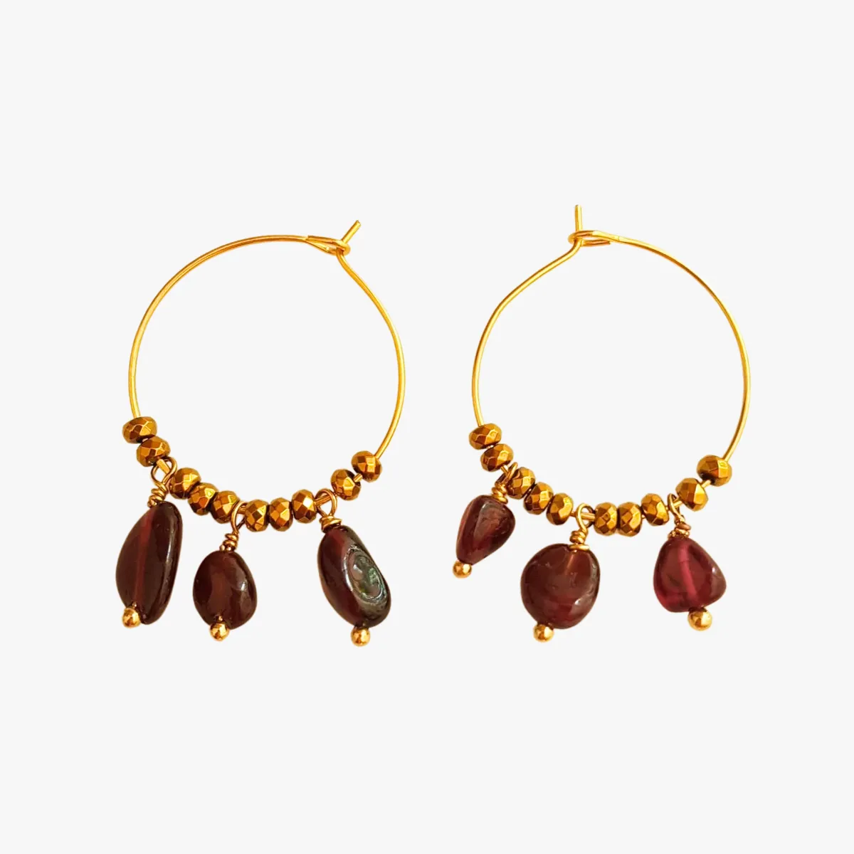 Boucles d'oreilles grenat Bleu LOU