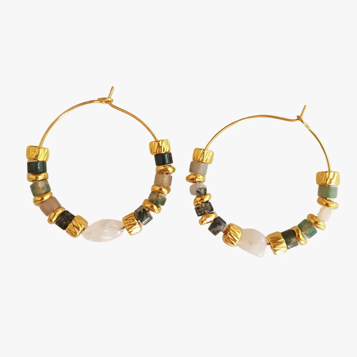 Boucles d'oreilles agate mousse Vert BHUMI