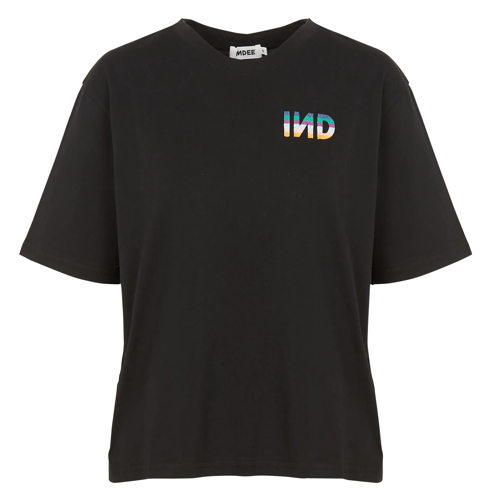 Tee-shirt col rond brodé en coton Noir OTIS