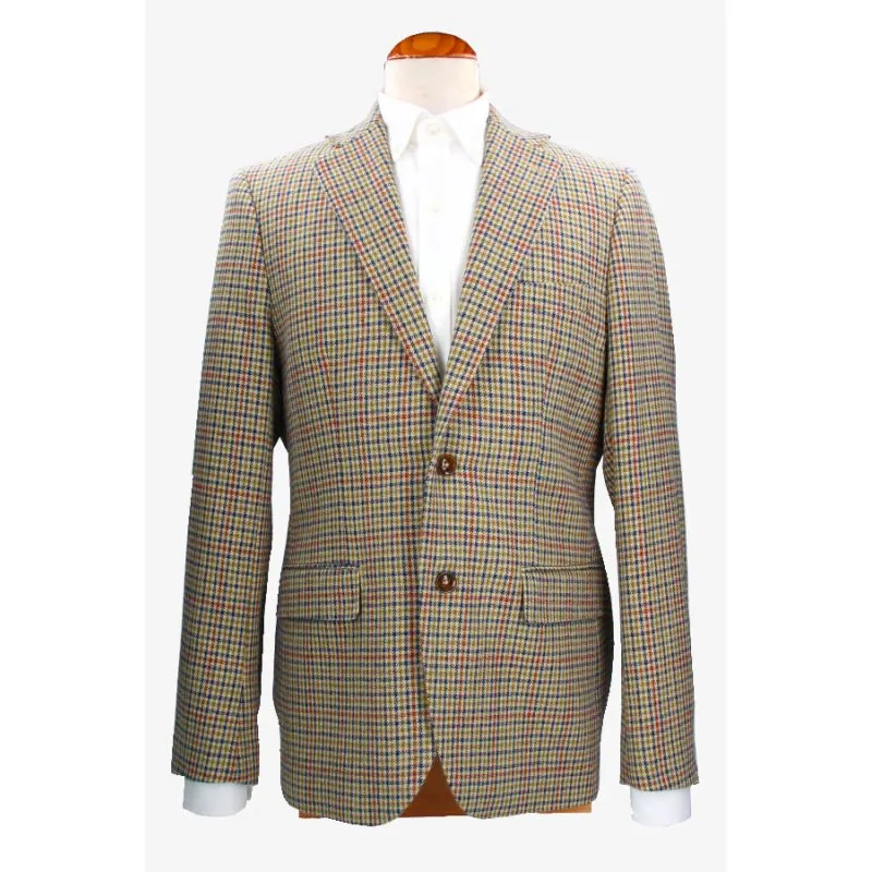 Americana Toscana Cuadros Camel-Azul