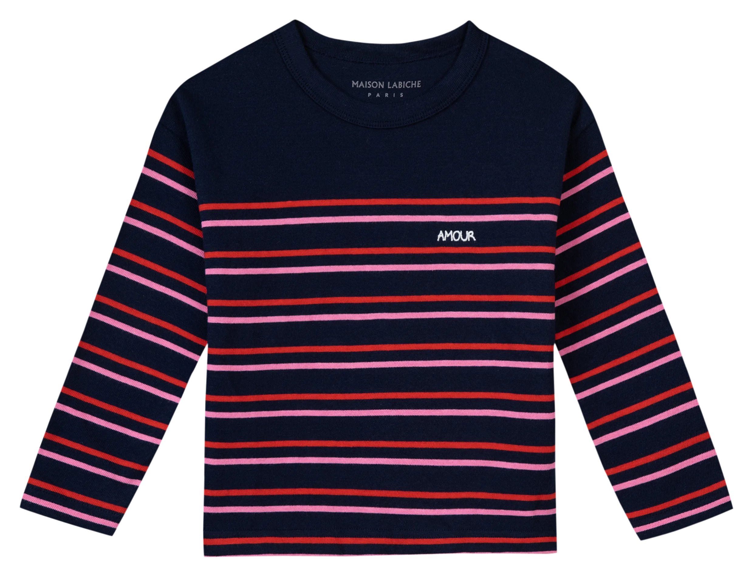 Tee-shirt col rond "amour" en coton bio Bleu MOULIN AMOUR