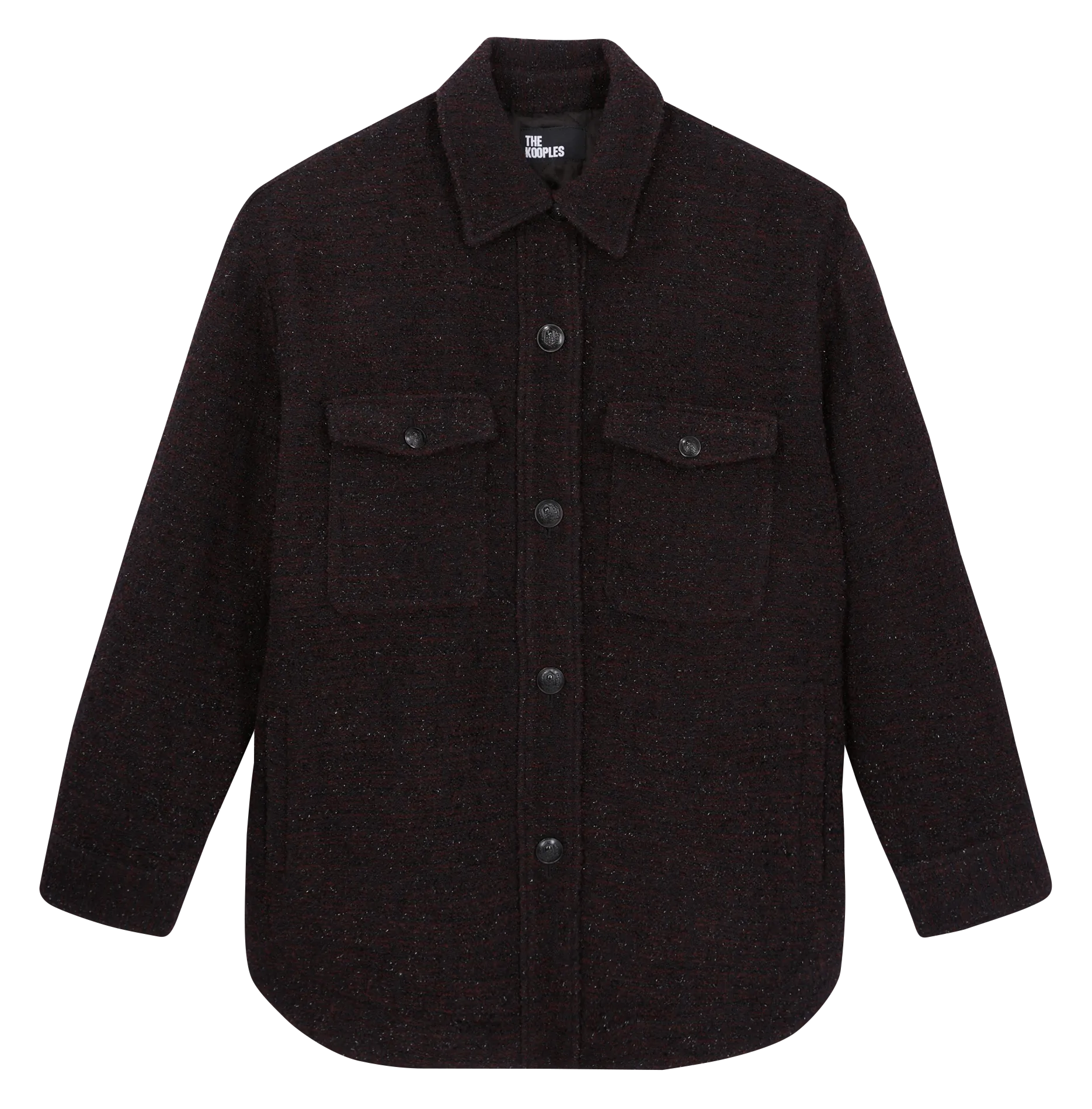Surchemise col classique en tweed Prune