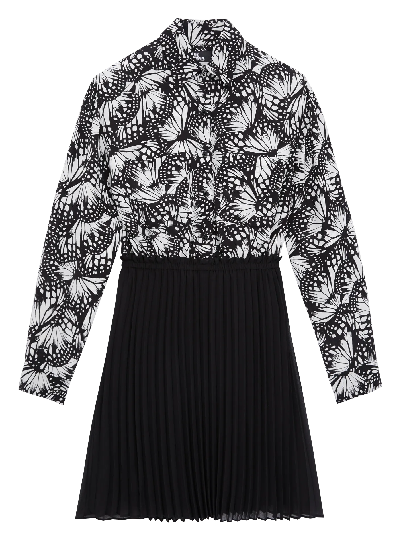 Robe courte chemise plissée Noir