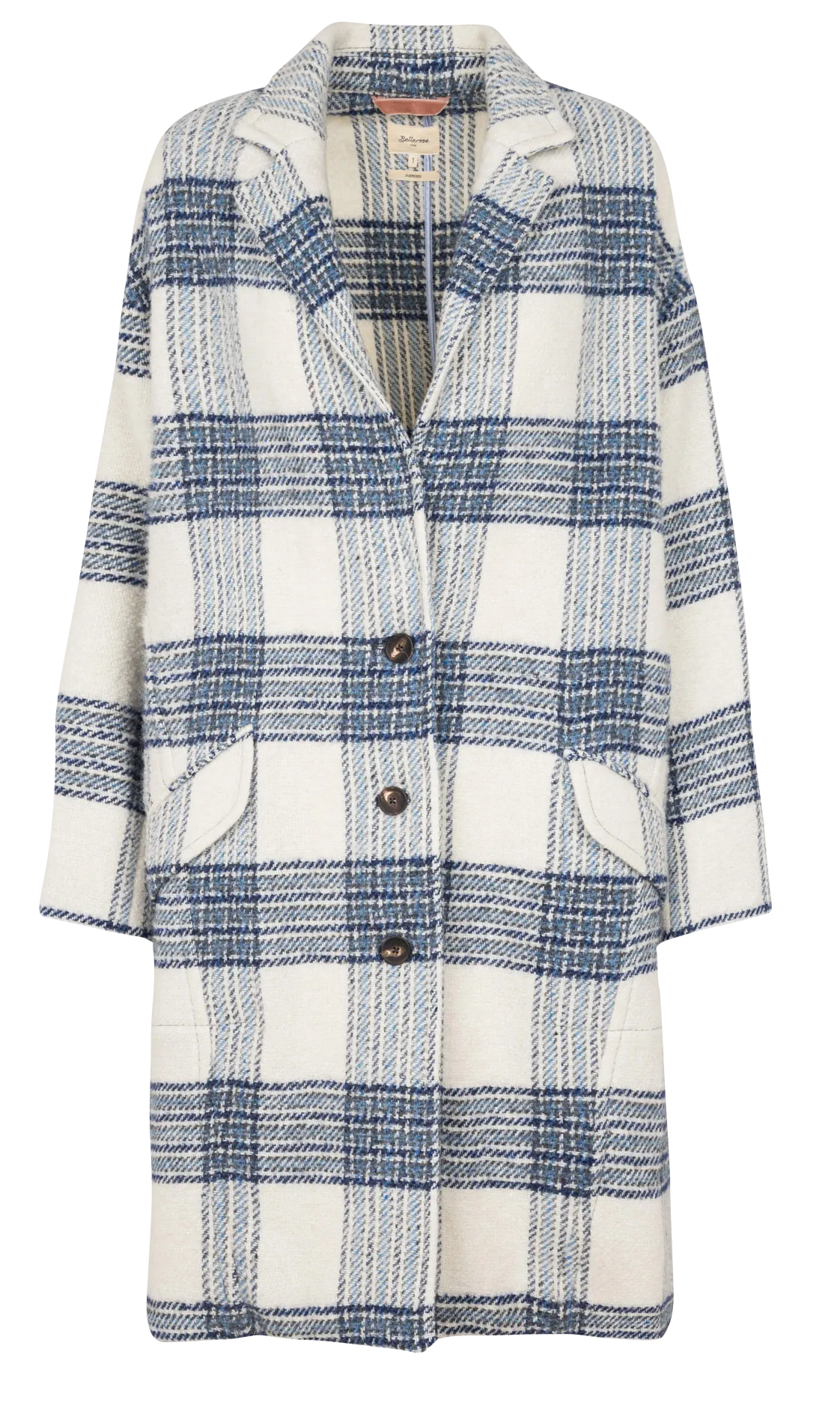 Manteau long ample à col tailleur en laine mélangée Vert CLAIRE