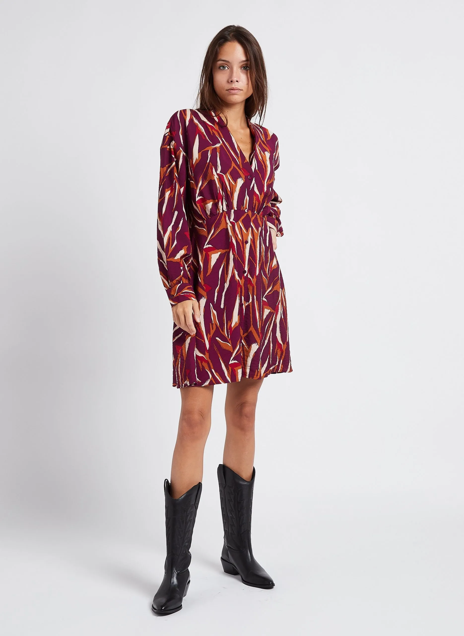 Robe chemise courte évasée à imprimé Violet LINA ANAIS