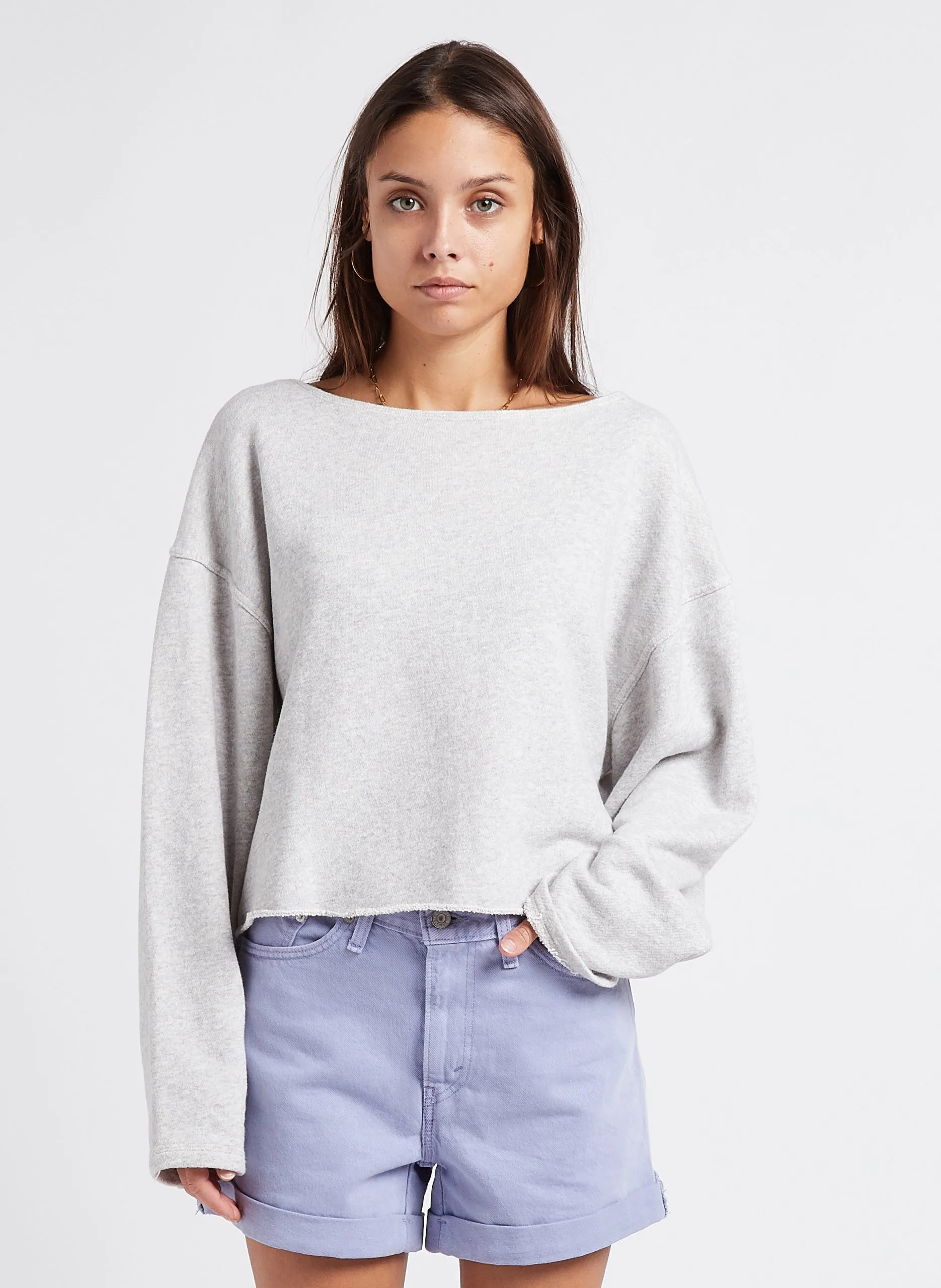 Sweat col bateau en coton bio Gris KODYTOWN