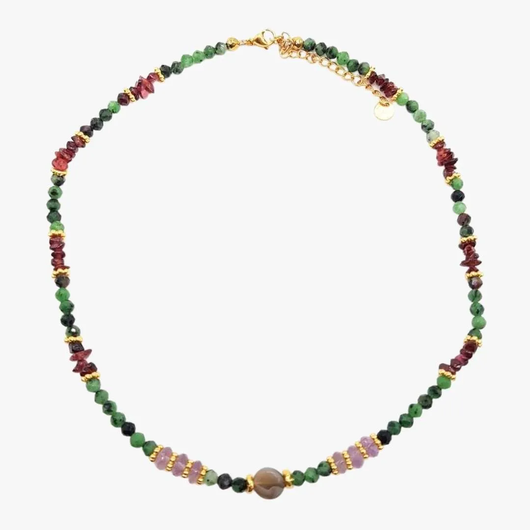 Collier rubis zoisite Bleu TARA