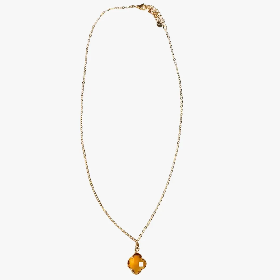 Collier trèfle citrine Jaune SUBHAGYA