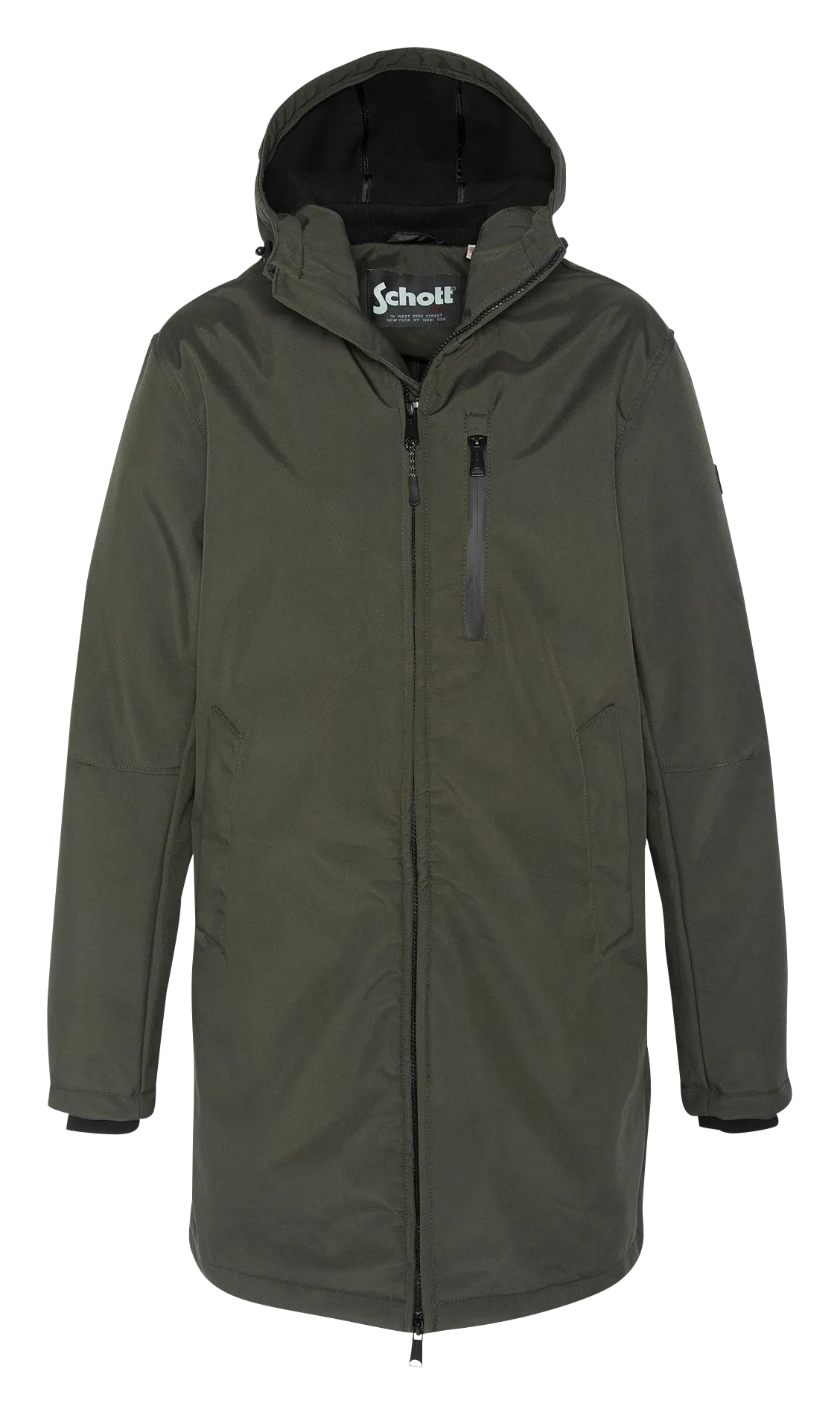 Blouson long déperlant à capuche Vert