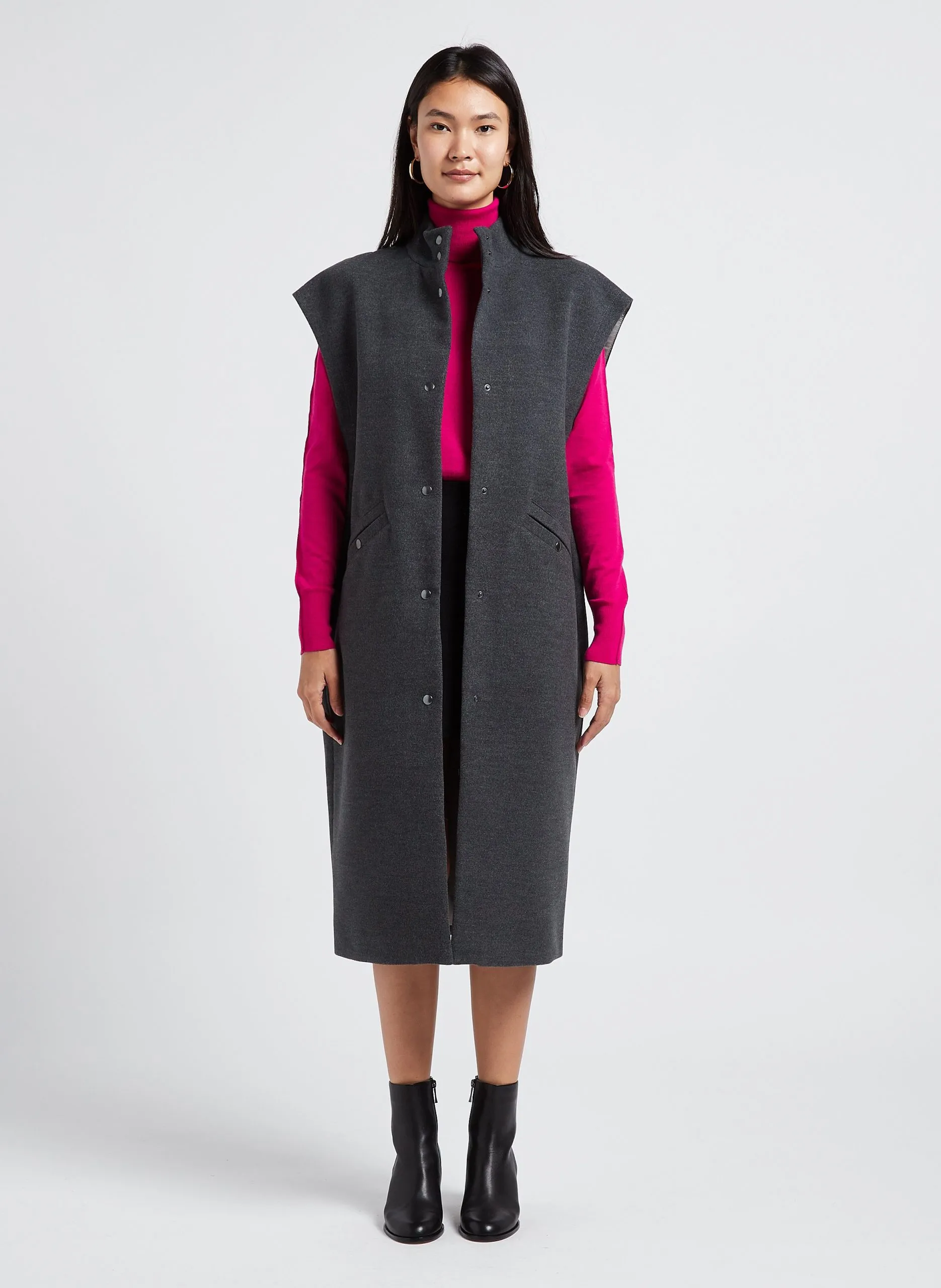 Manteau col montant sans manches Gris CHARLIE