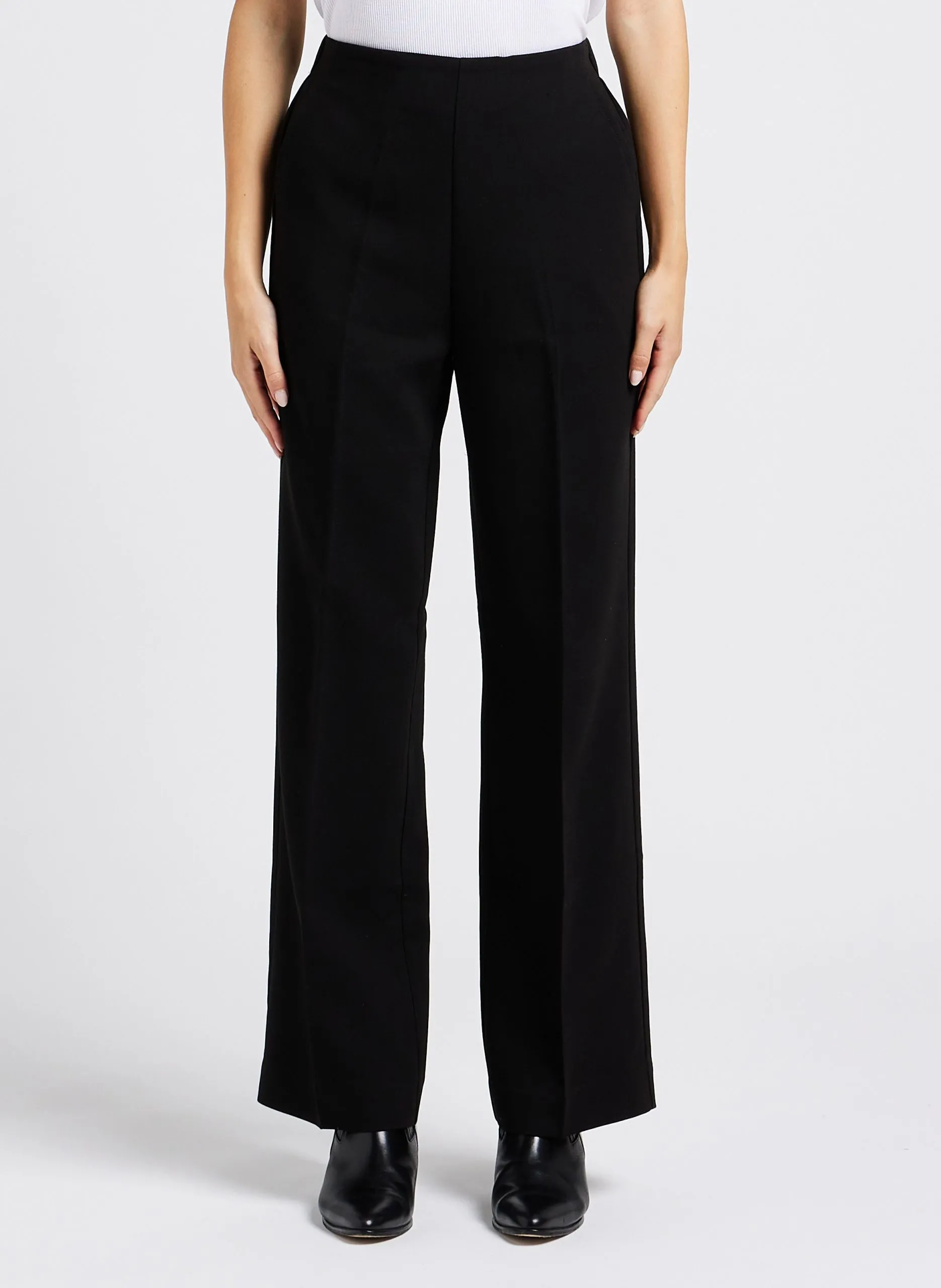 Pantalon droit taille haute Noir LOGAN