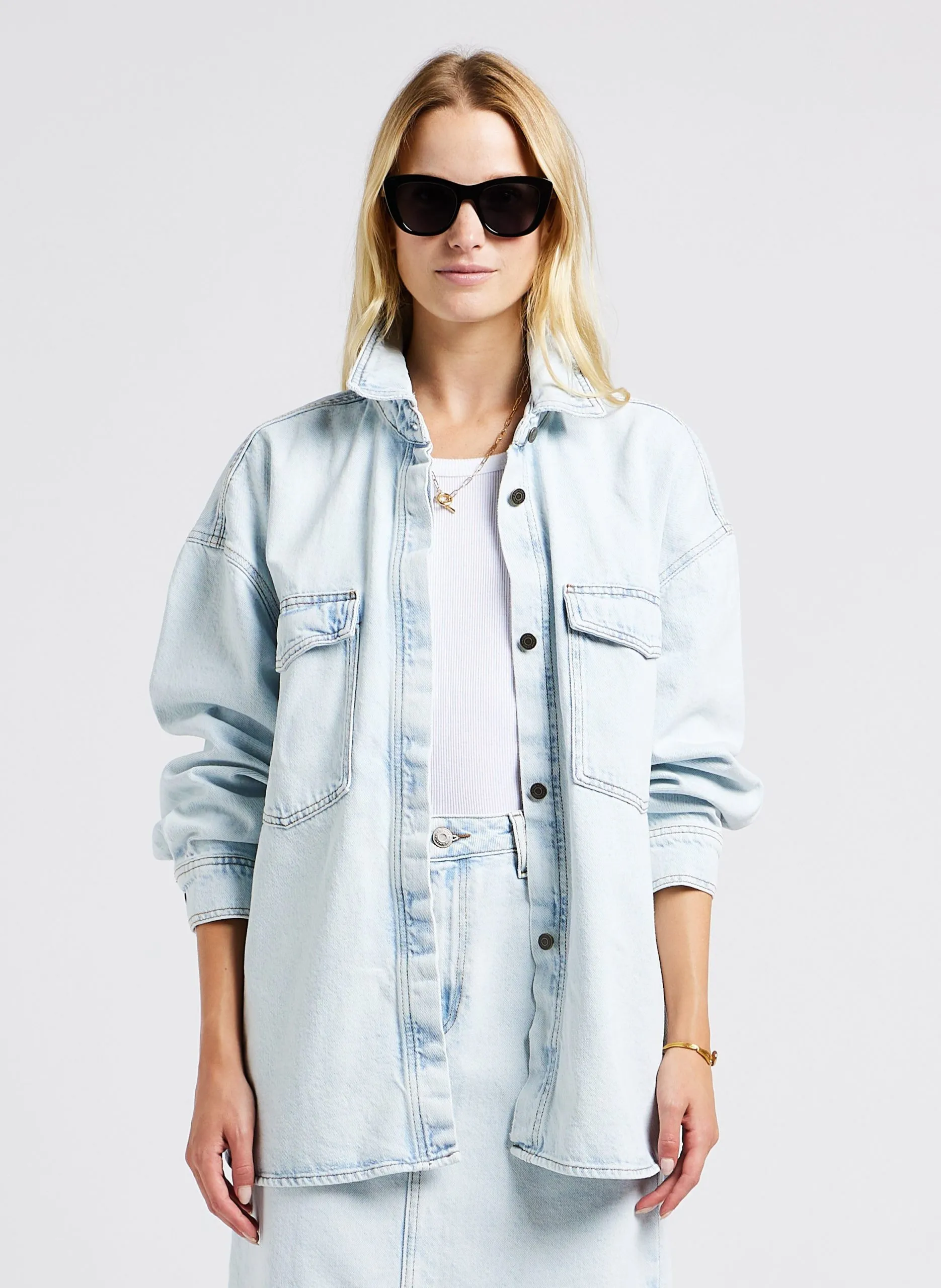 Chemise oversize col classique en coton Bleu JOYBIRD-B