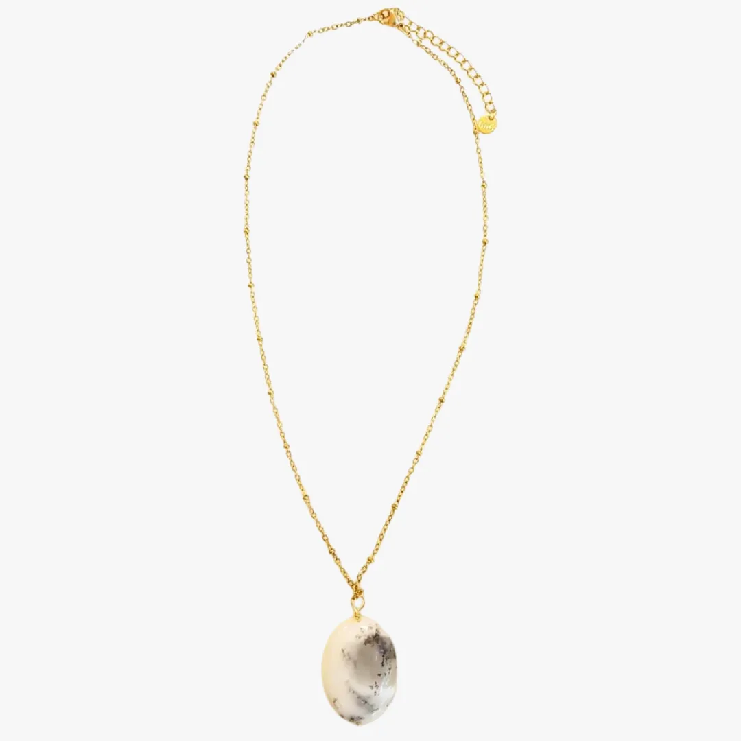 Collier opale dendritique Blanc TITIANA