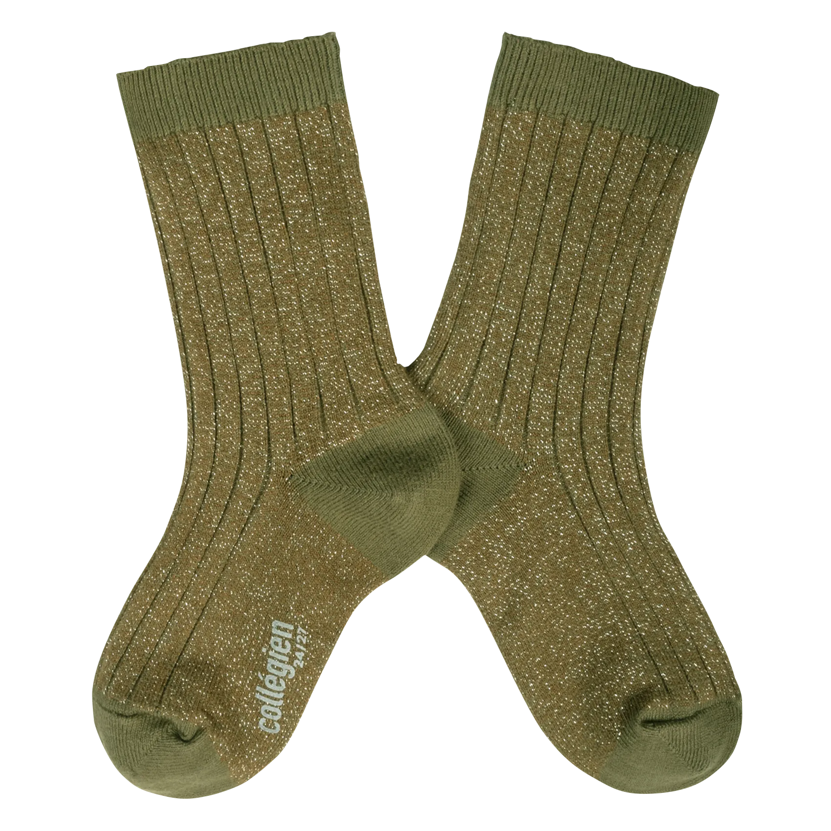 Chaussettes côtelées lurex en coton mélangé Vert VICTOIRE