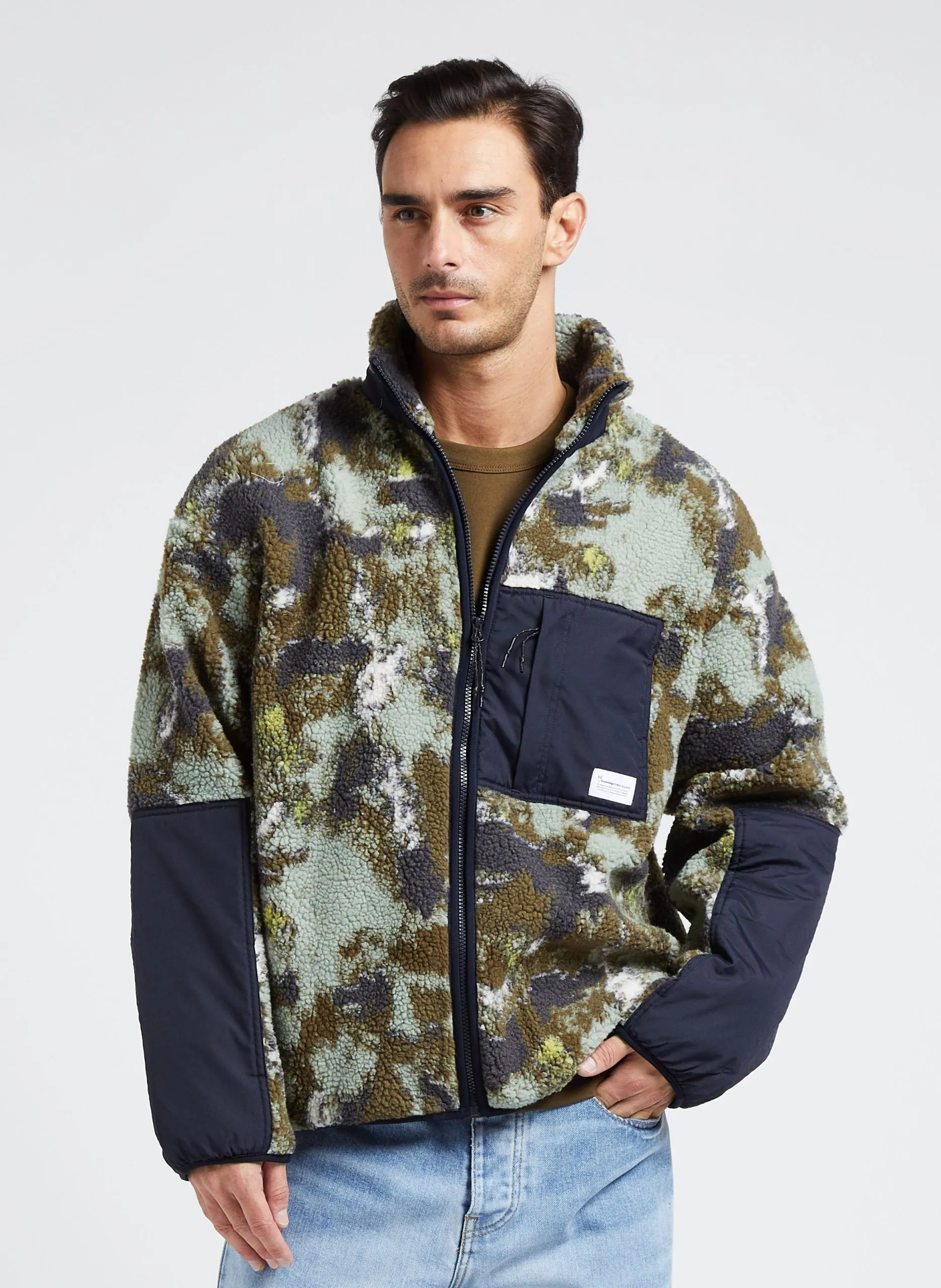 Veste oversize col montant en polaire Multicolore