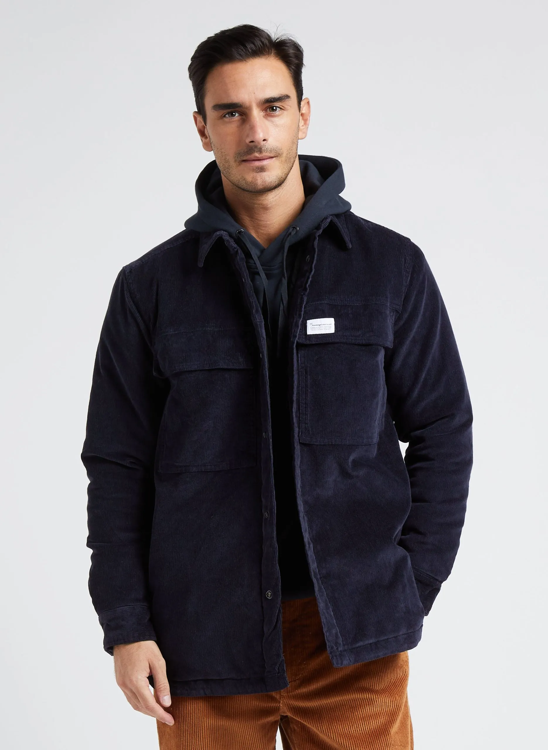 Veste col classique en coton bio mélangé Bleu