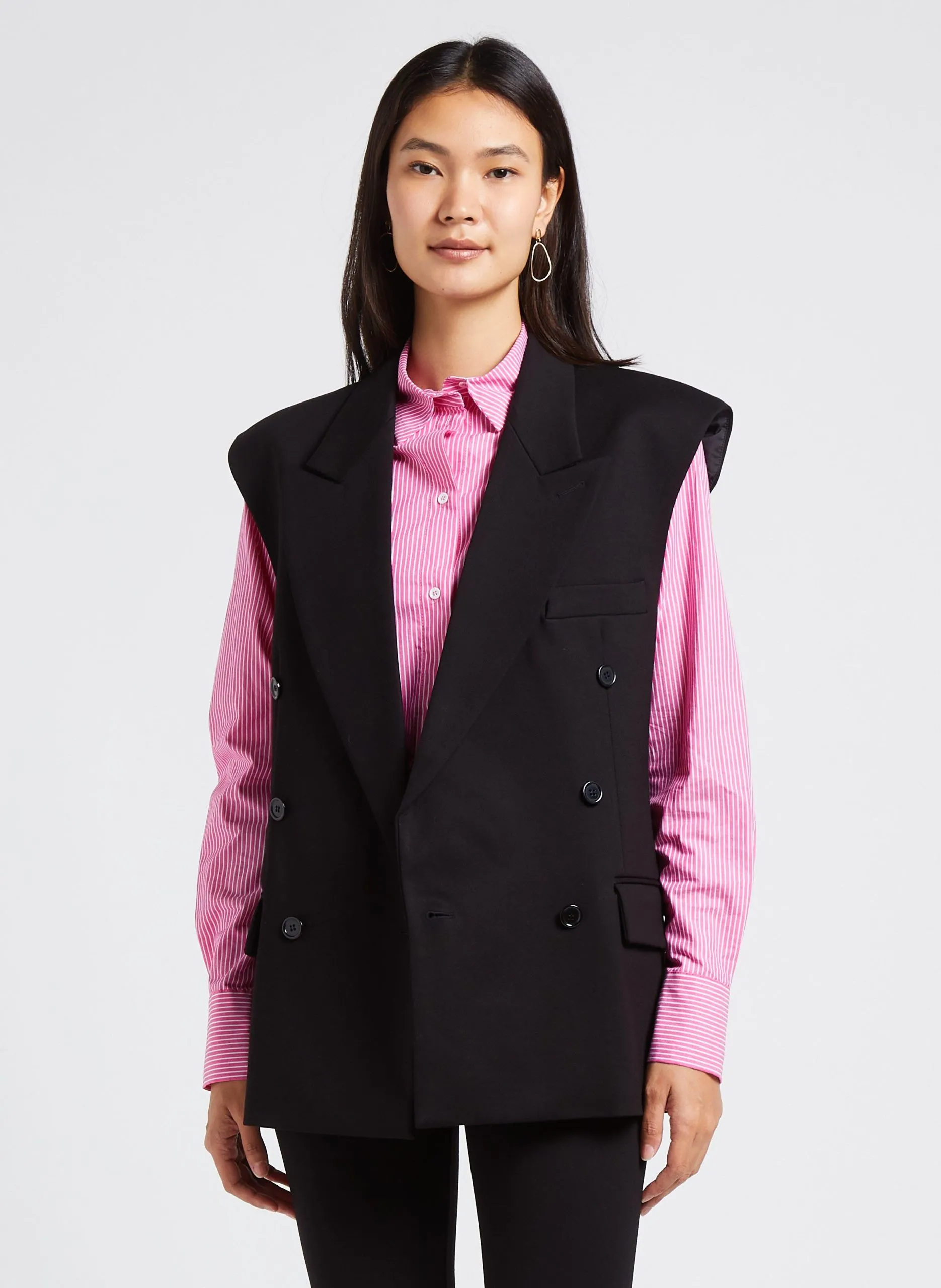 Veste col tailleur avec fausses boutonnières Noir JEREMY