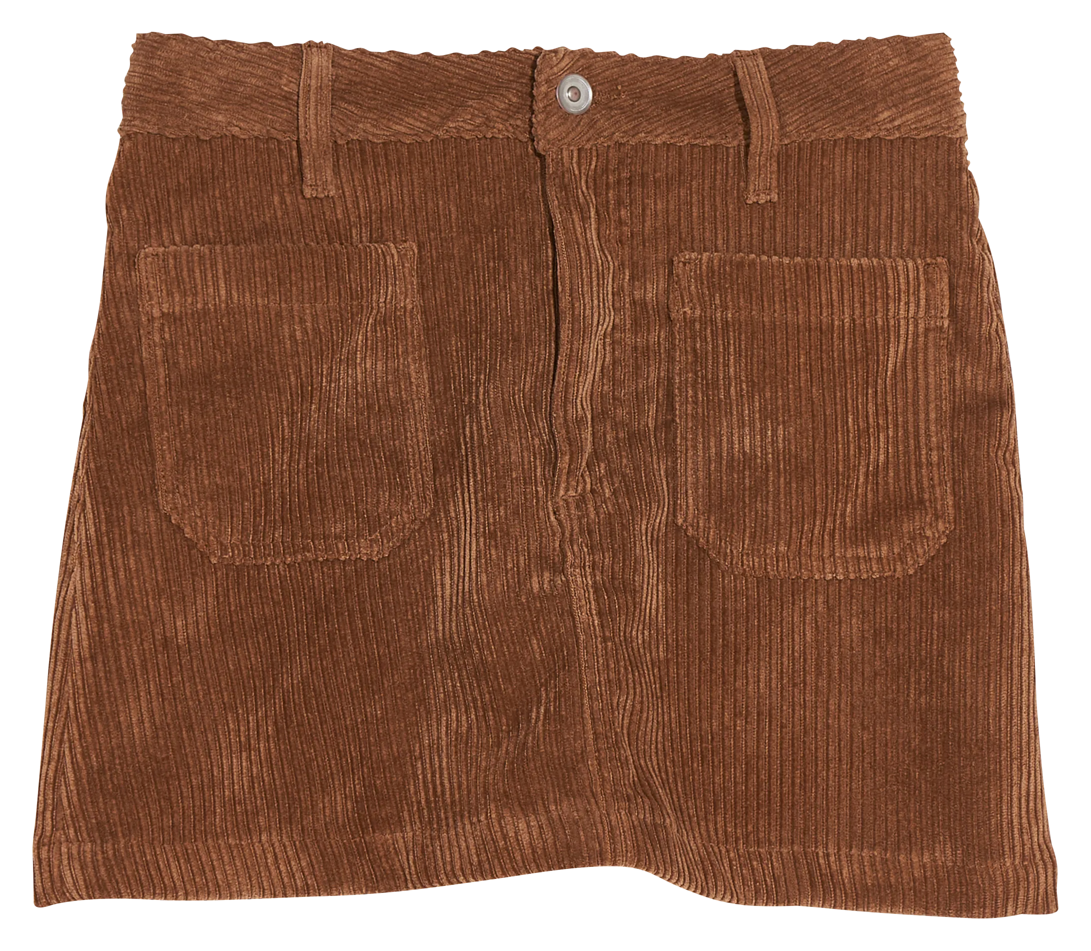 Jupe courte en velours côtelé Marron PUK