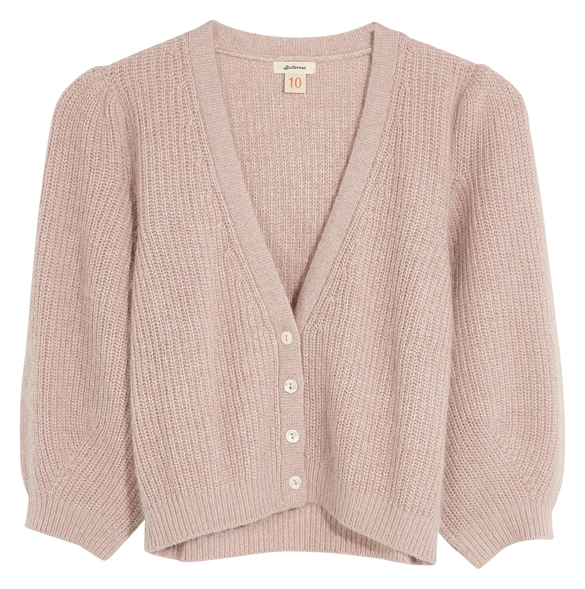 Cardigan court col V Beige DIOGI