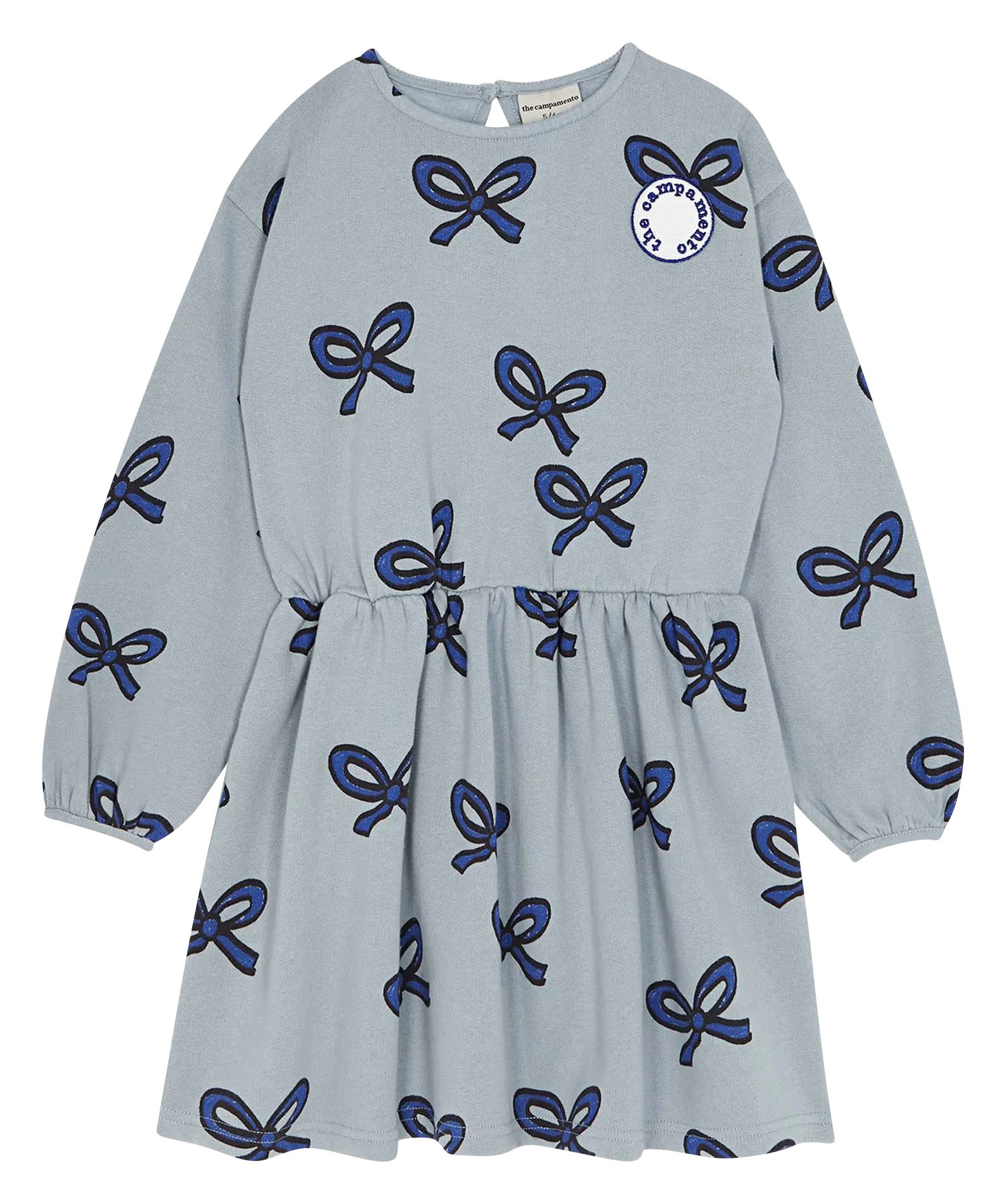 Robe courte col rond imprimée en coton Bleu
