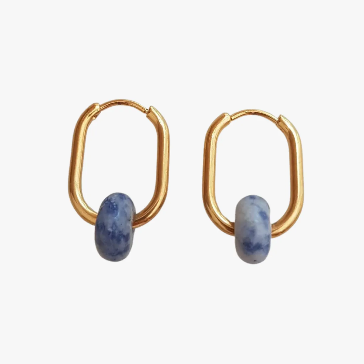 Boucles d'oreilles jaspe bleu Bleu DUTY