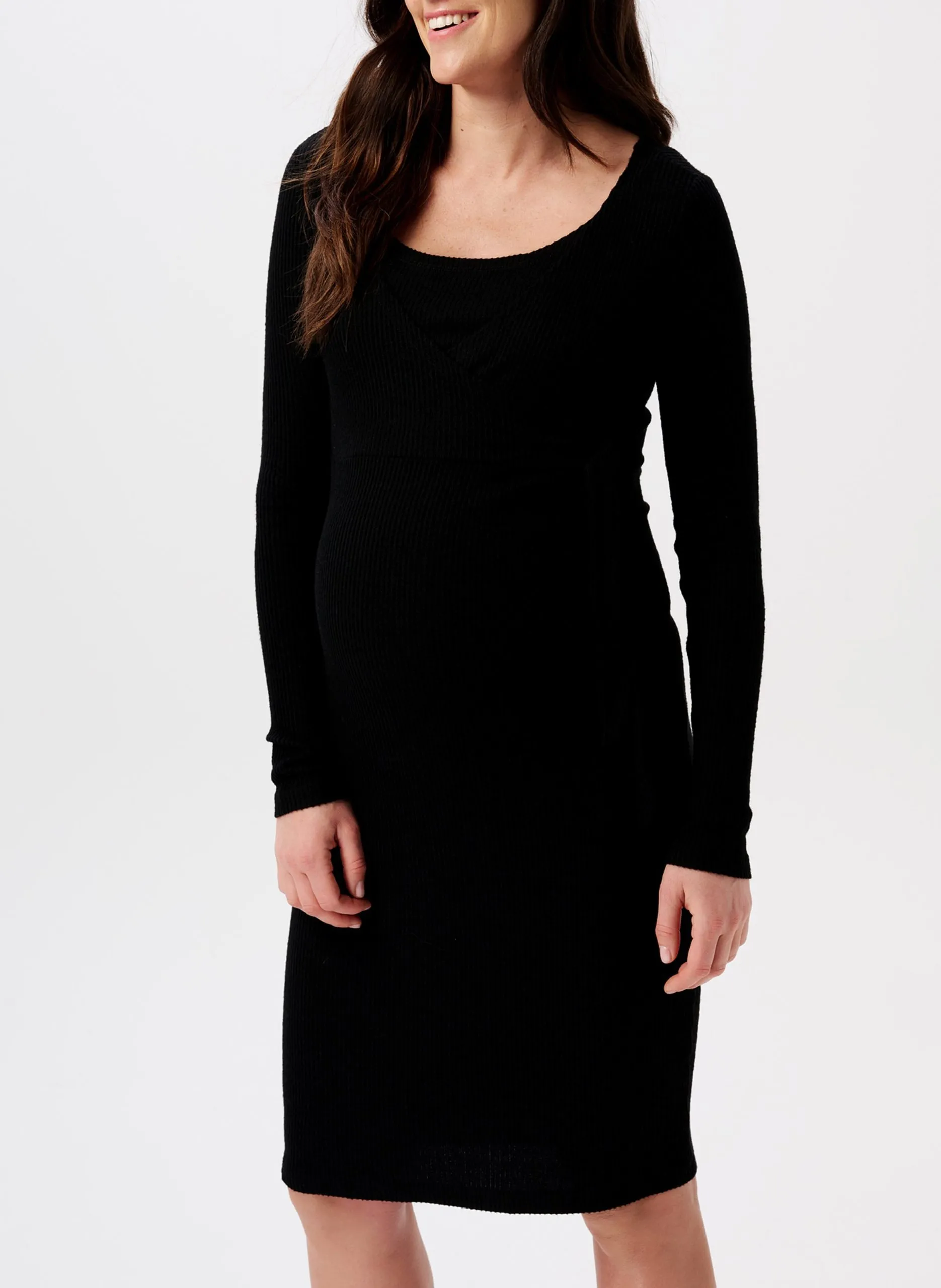 Robe midi d'allaitement côtelée Noir ASA