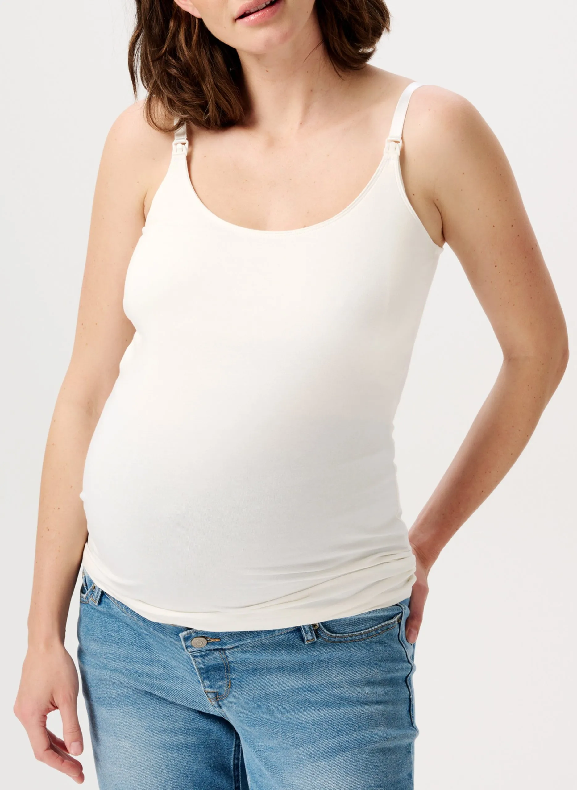 Débardeur d'allaitement stretch en coton bio Blanc ARA