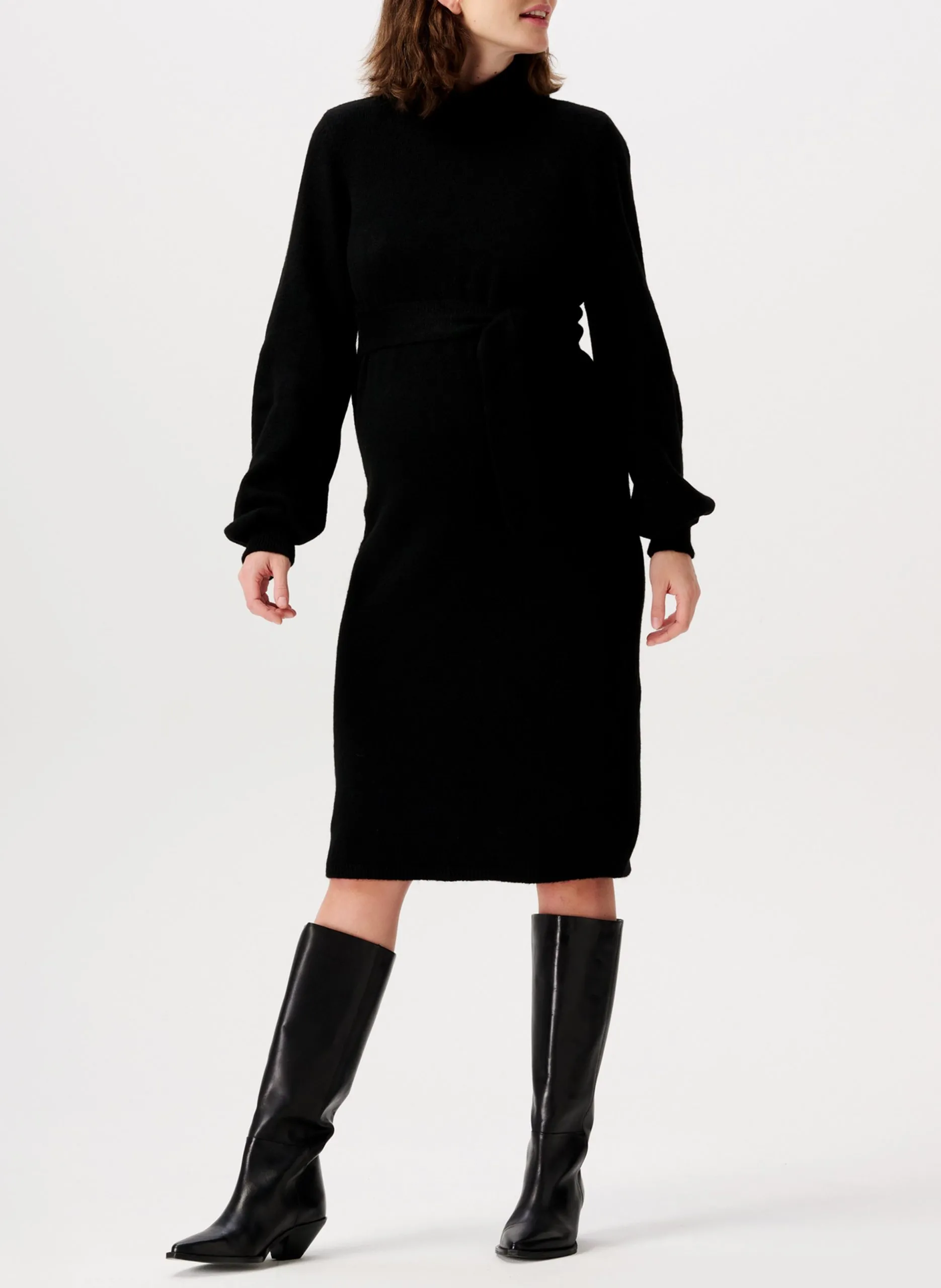 Robe midi col roulé de grossesse Noir MICO