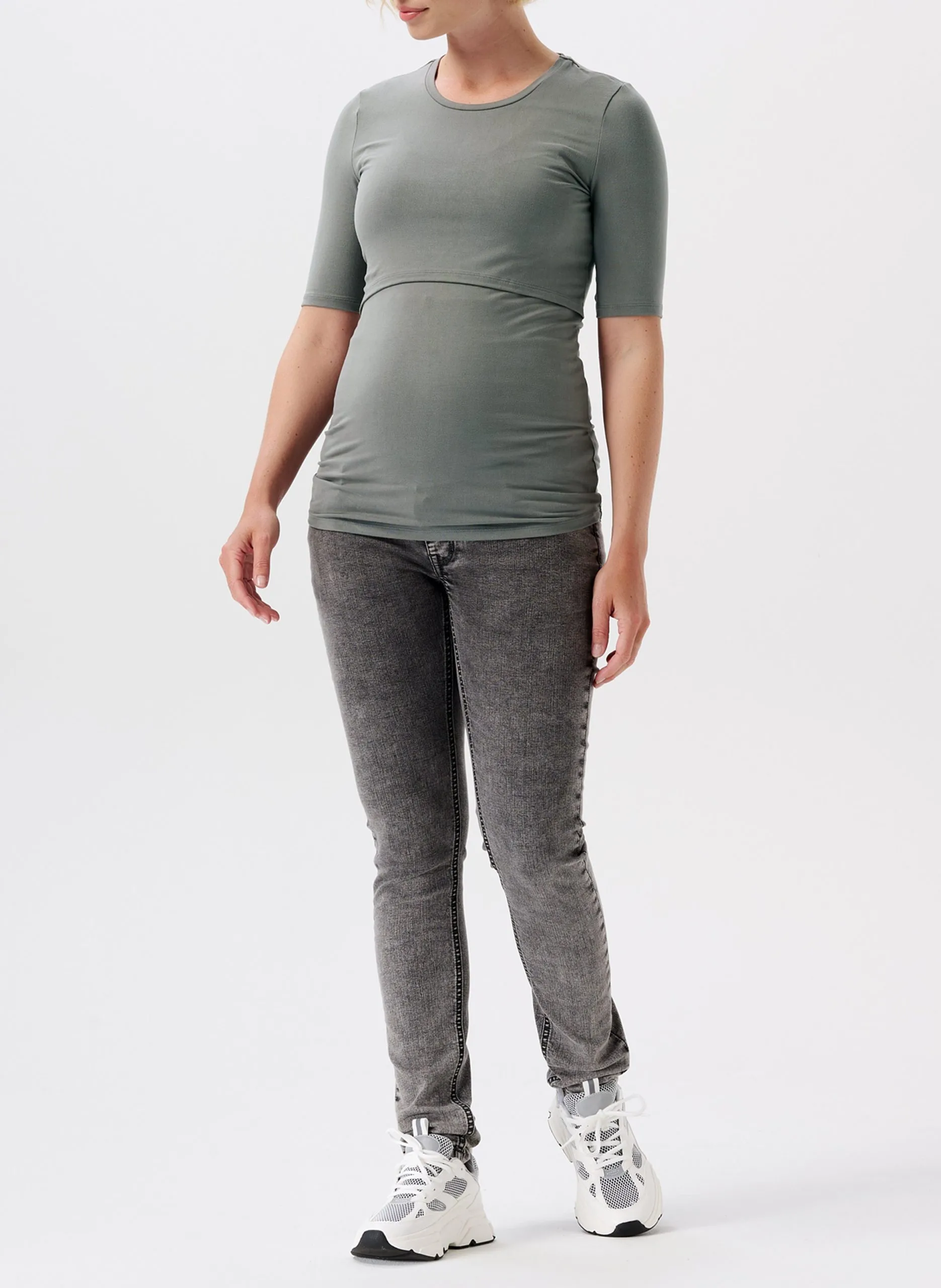 Jean skinny de grossesse en coton mélangé Gris AVI