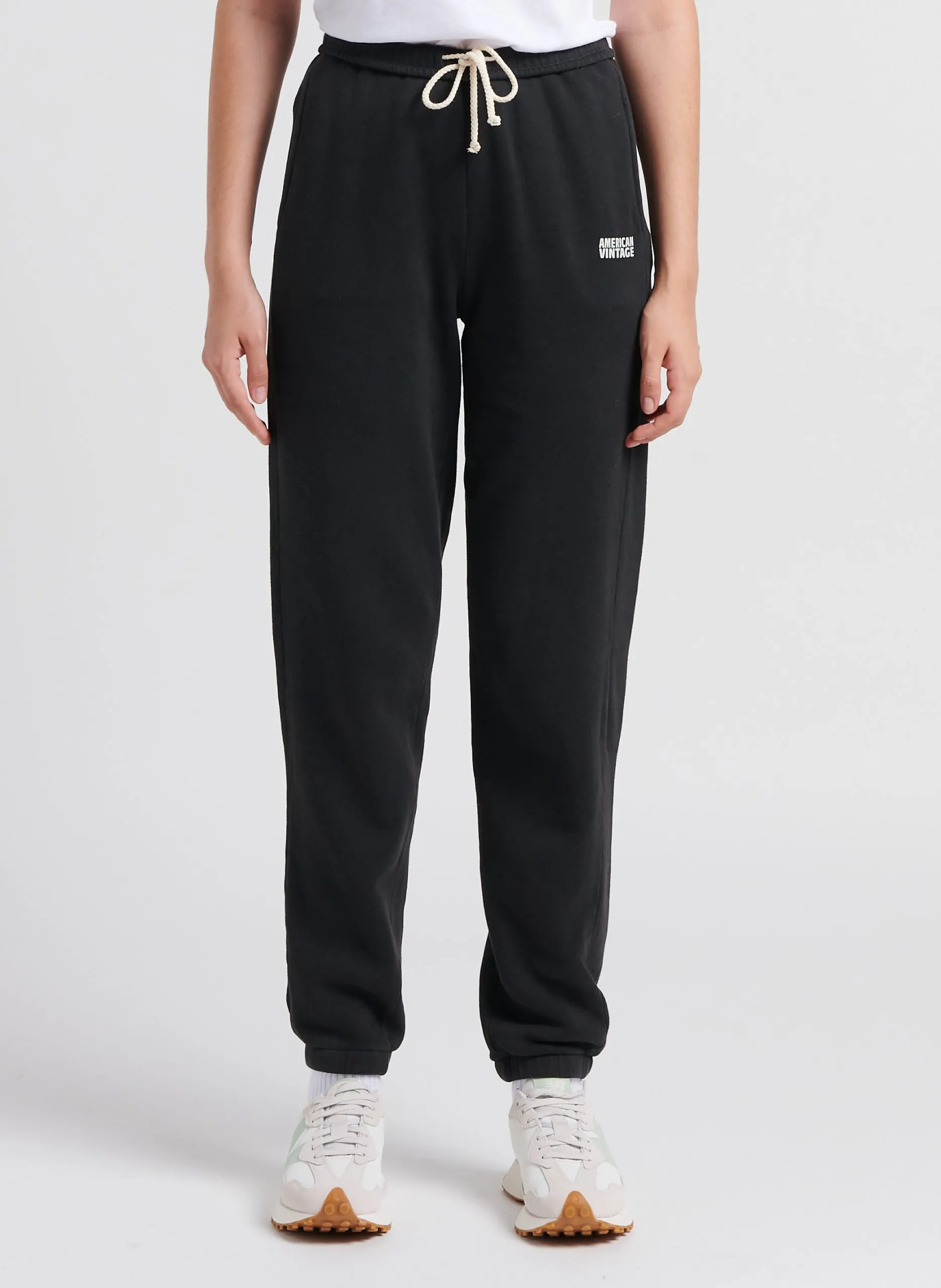 Jogging taille haute en coton mélangé Noir IZUBIRD