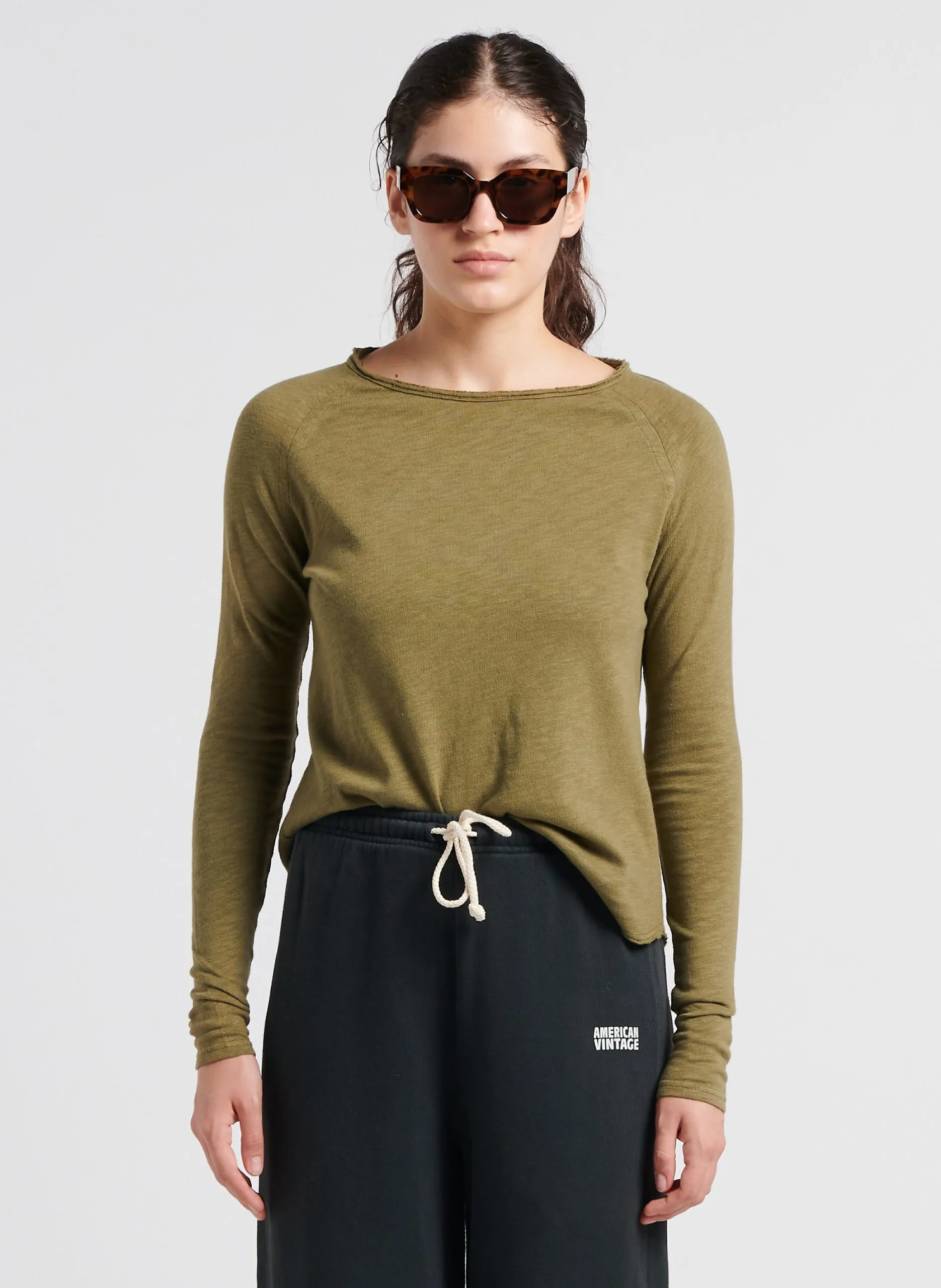 Tee-shirt col rond en coton Kaki SONOMA