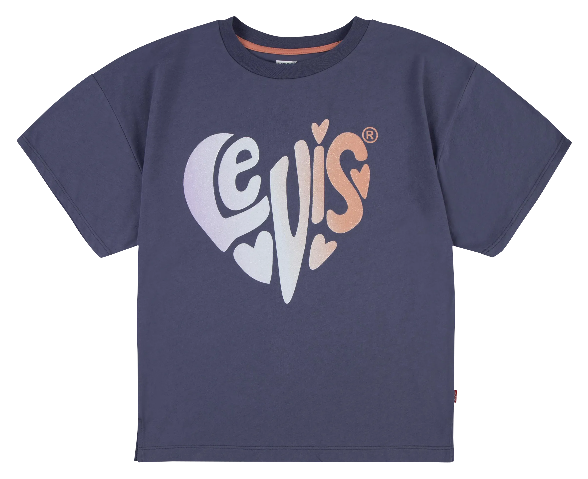 Tee-shirt ample col rond en coton mélangé Bleu