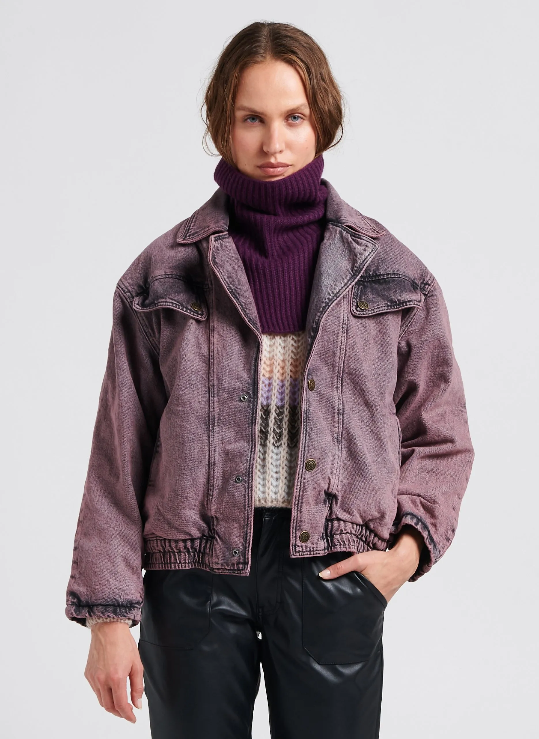 Col amovible en cachemire Violet