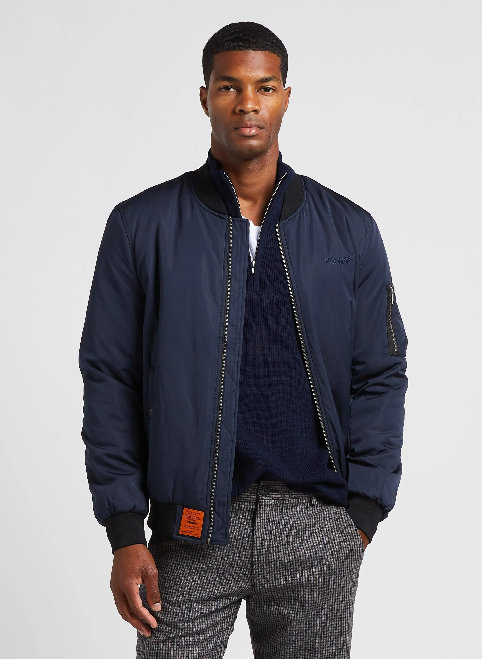 Veste bomber à col rond Bleu MAX