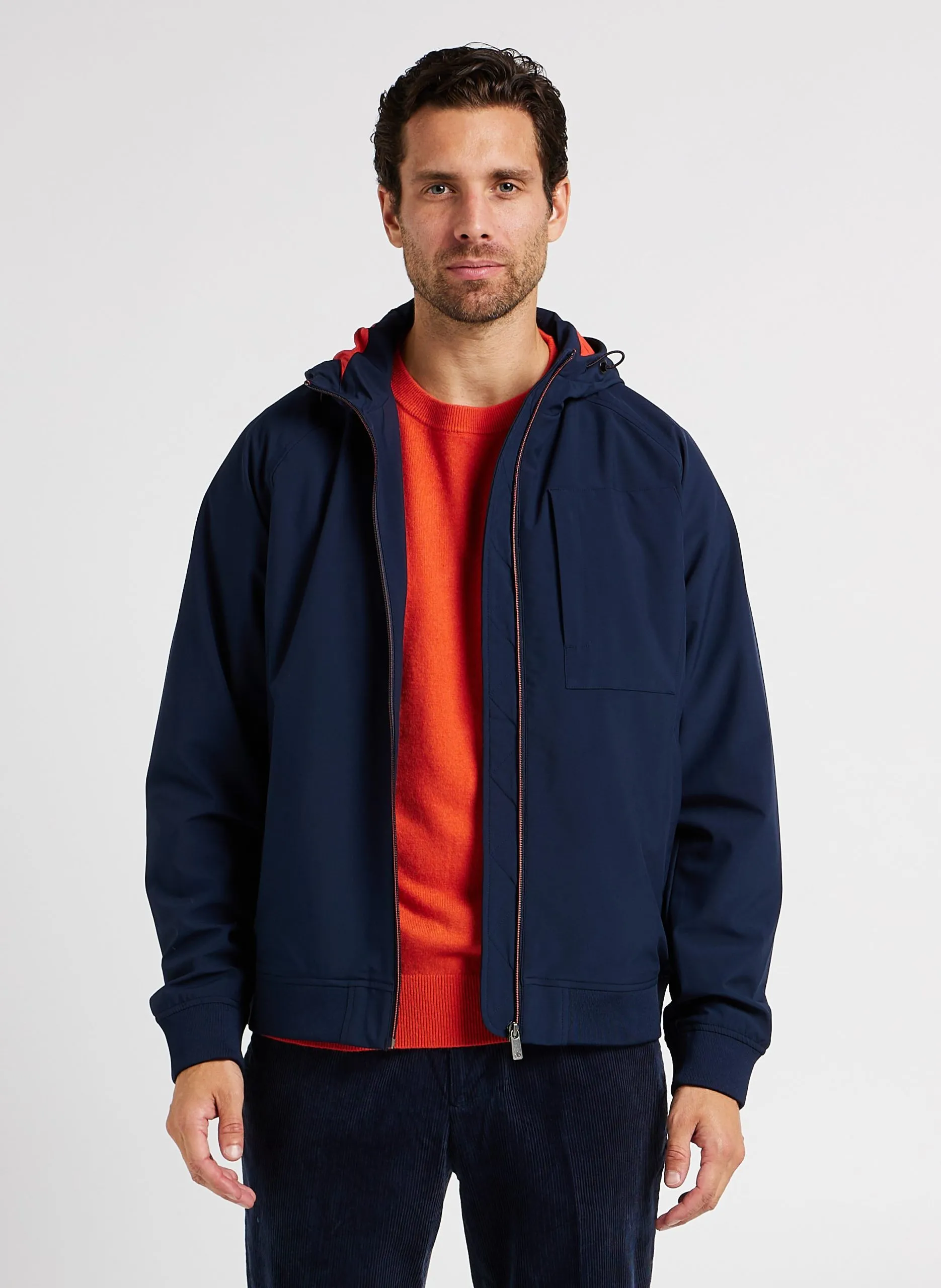 Veste coupe-vent droite à capuche Bleu