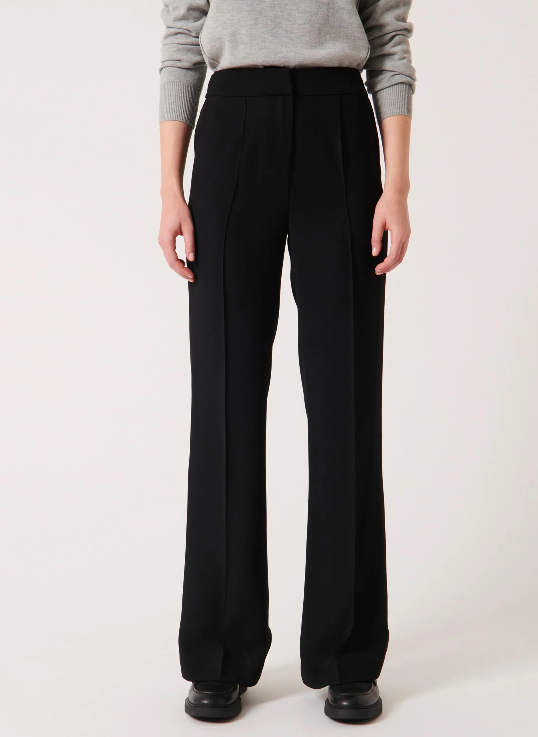 Pantalon fluide droit taille haute Noir PERVENCHE