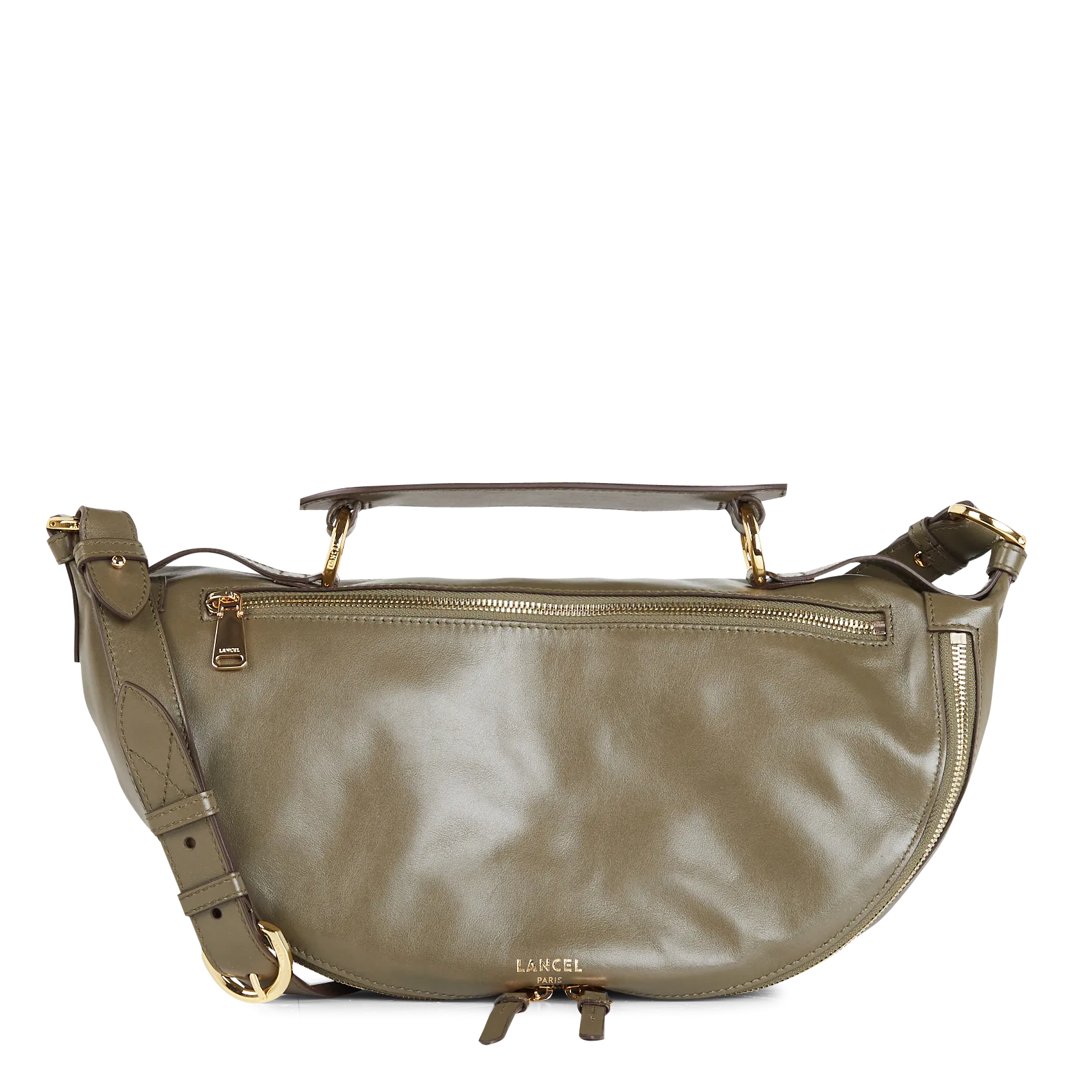 Sac bandoulière en cuir Kaki ORIGAMI M