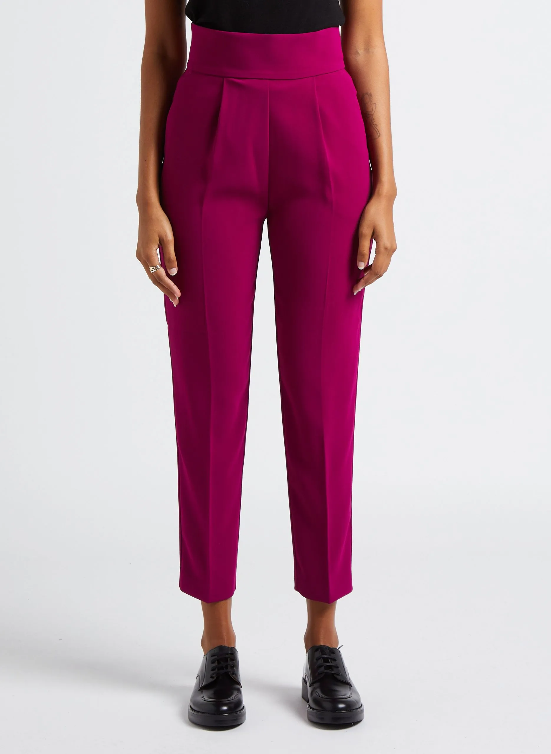 Pantalon droit taille haute fluide Rose NATALIA