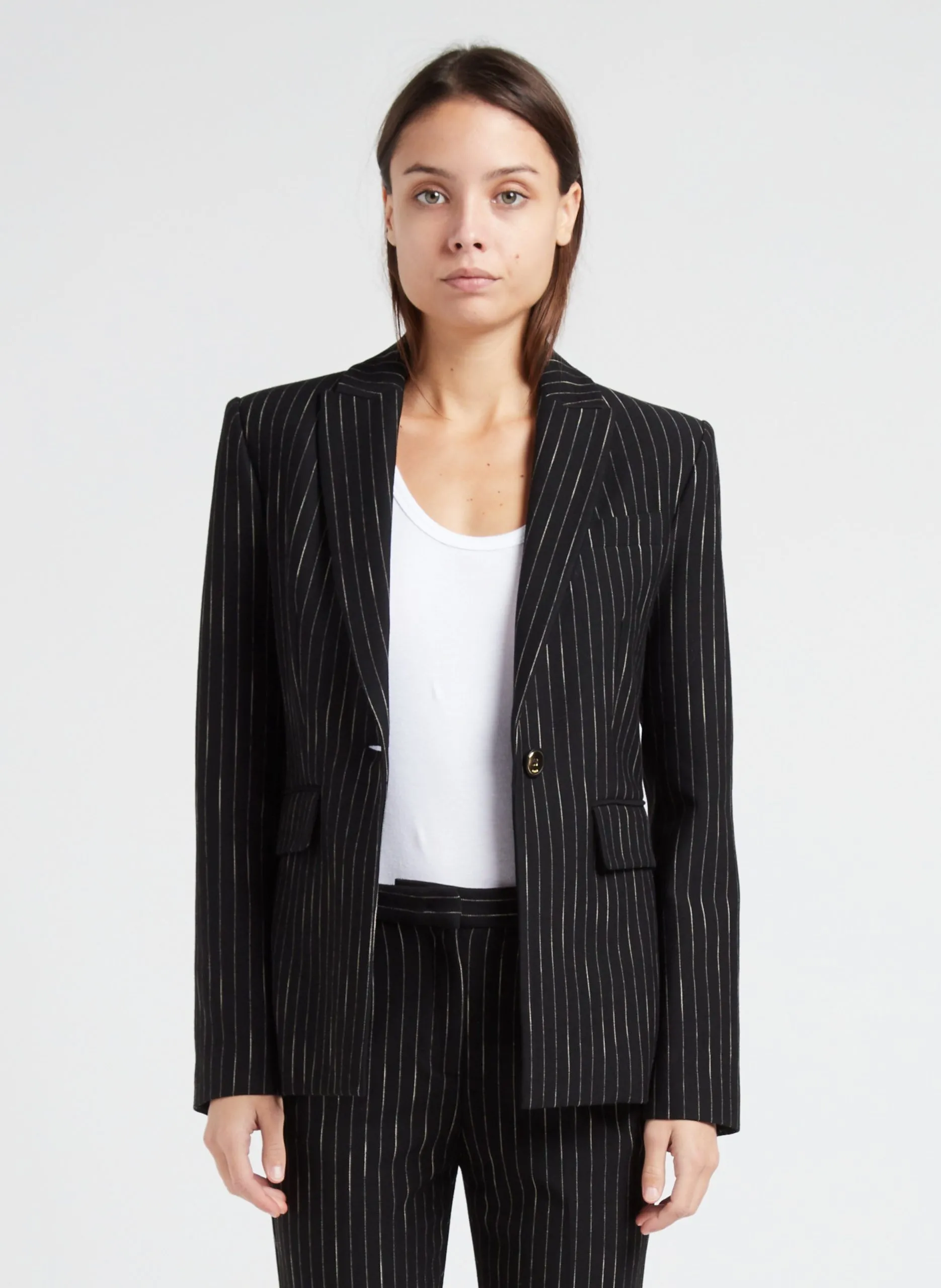 Veste tailleur cintrée à rayures Noir HUMAHUACA