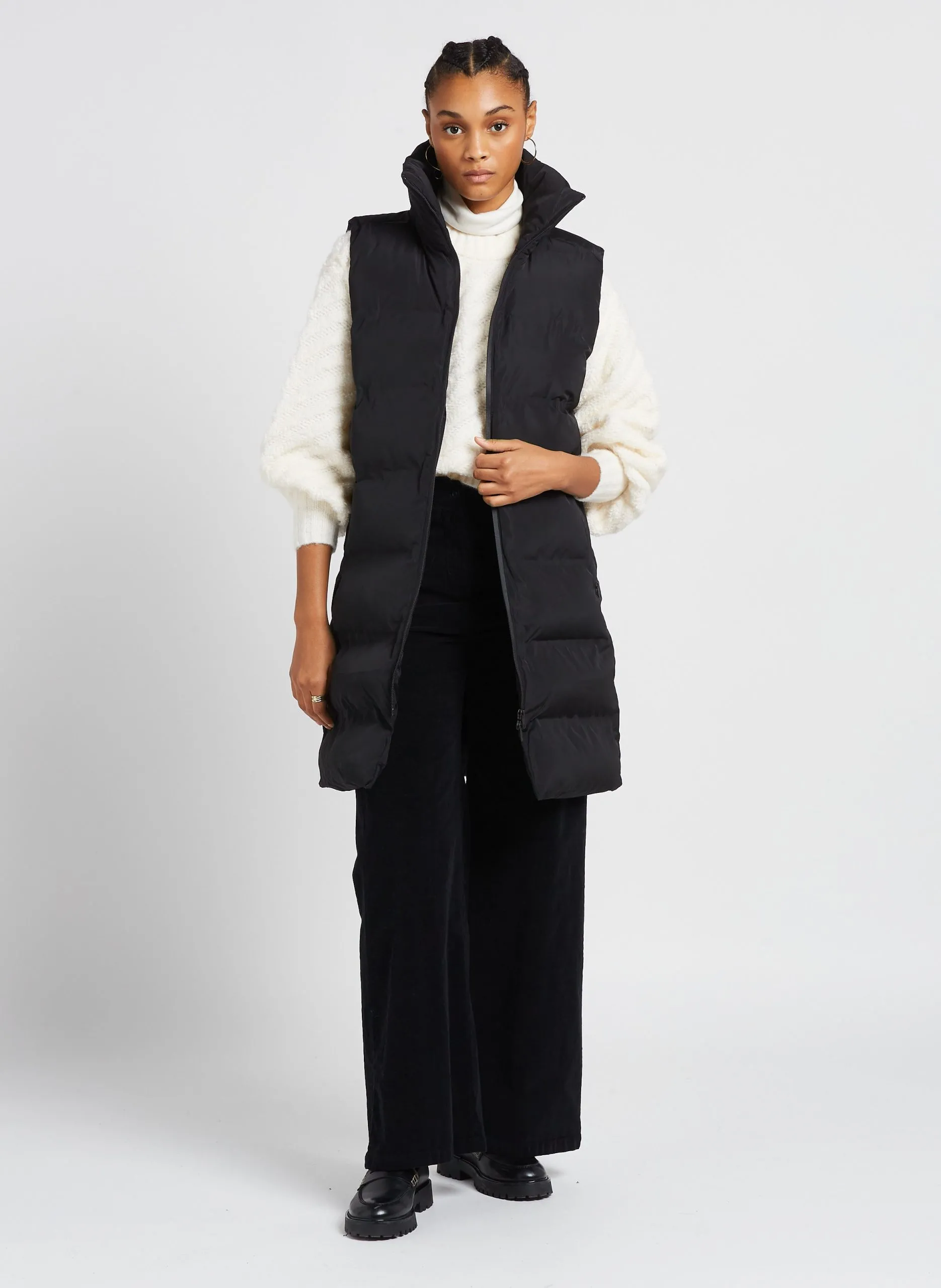 Doudoune droite à col montant Noir KAYSA