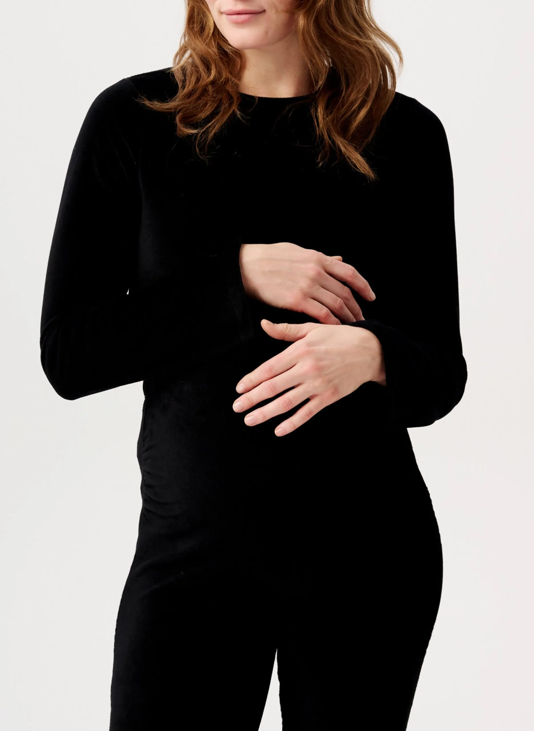 Tee-shirt court d'allaitement en coton mélangé Noir HANOI